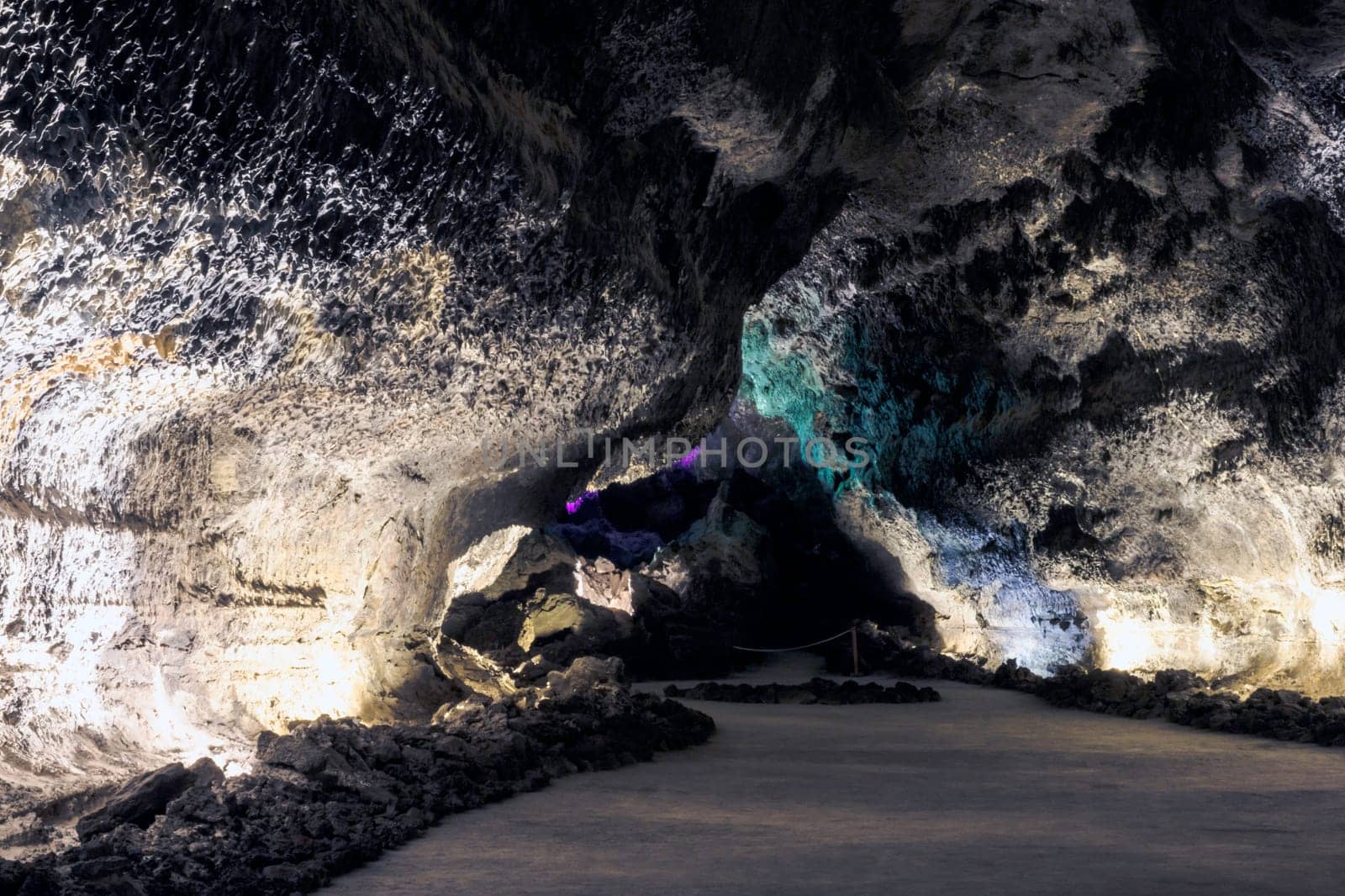 Inside volcanic cave "Cueva de los Verdes"" - Lanzarote, Canary Islands, Spain"