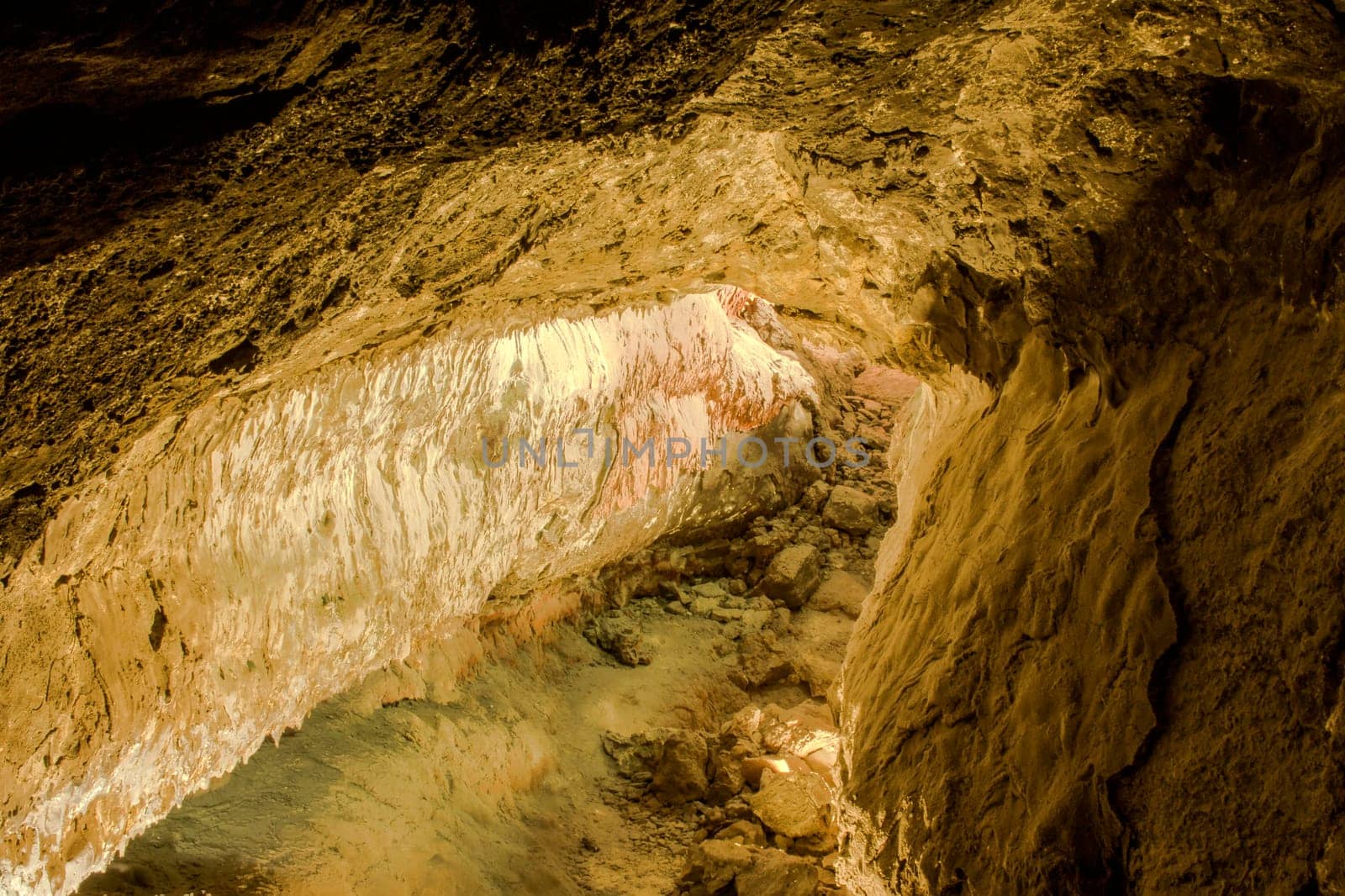 Inside volcanic cave "Cueva de los Verdes"" - Lanzarote, Canary Islands, Spain"