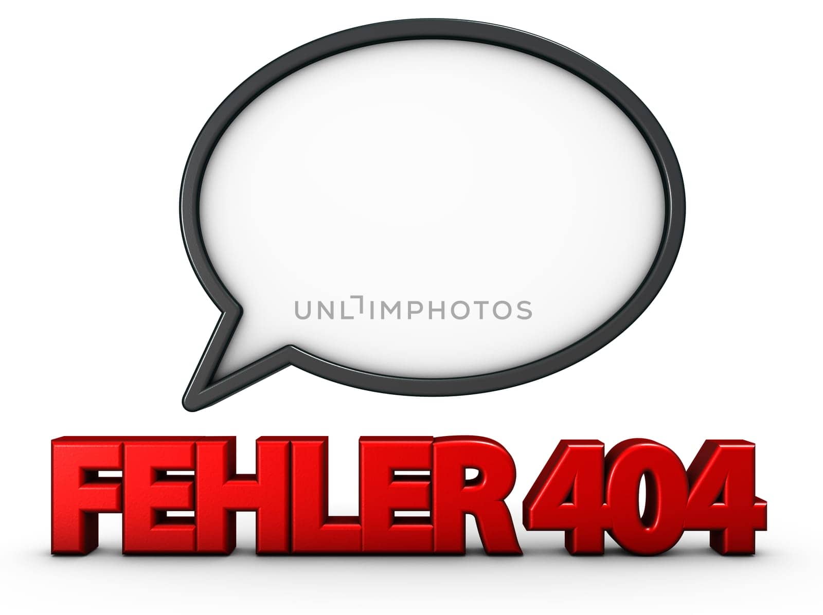 error 404 and speech bubble - 3d rendering
