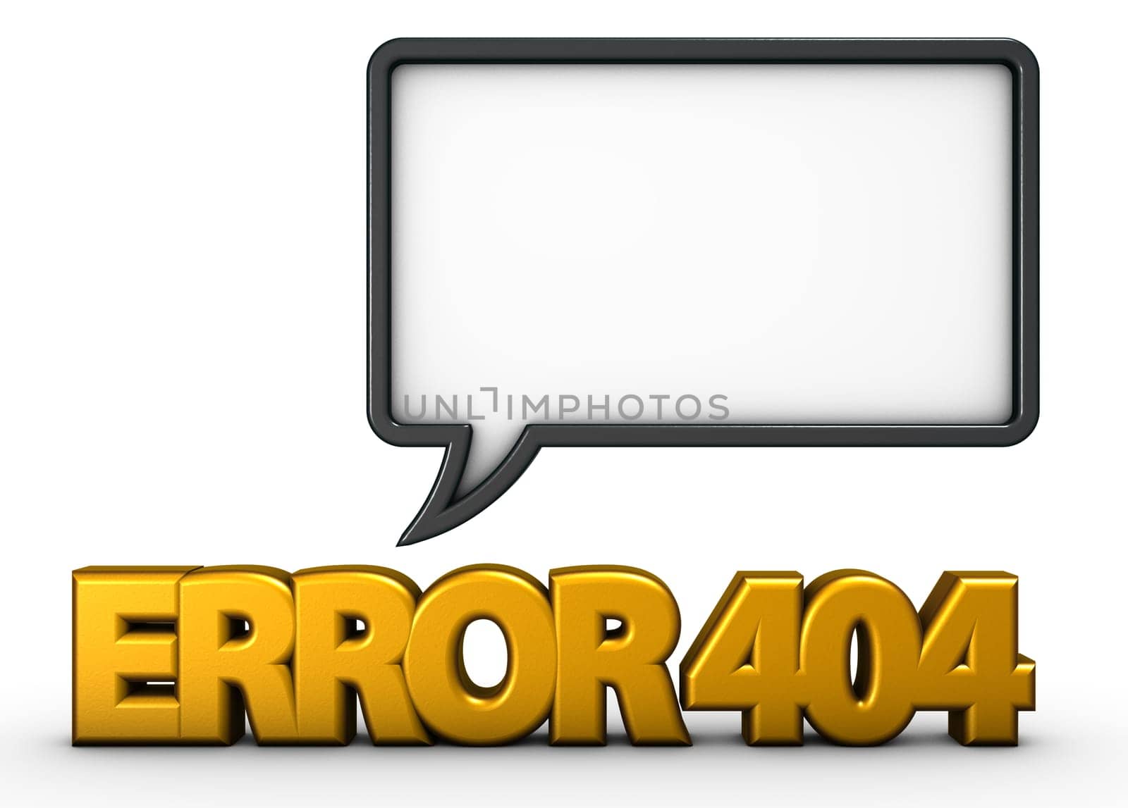 error 404 and speech bubble - 3d rendering