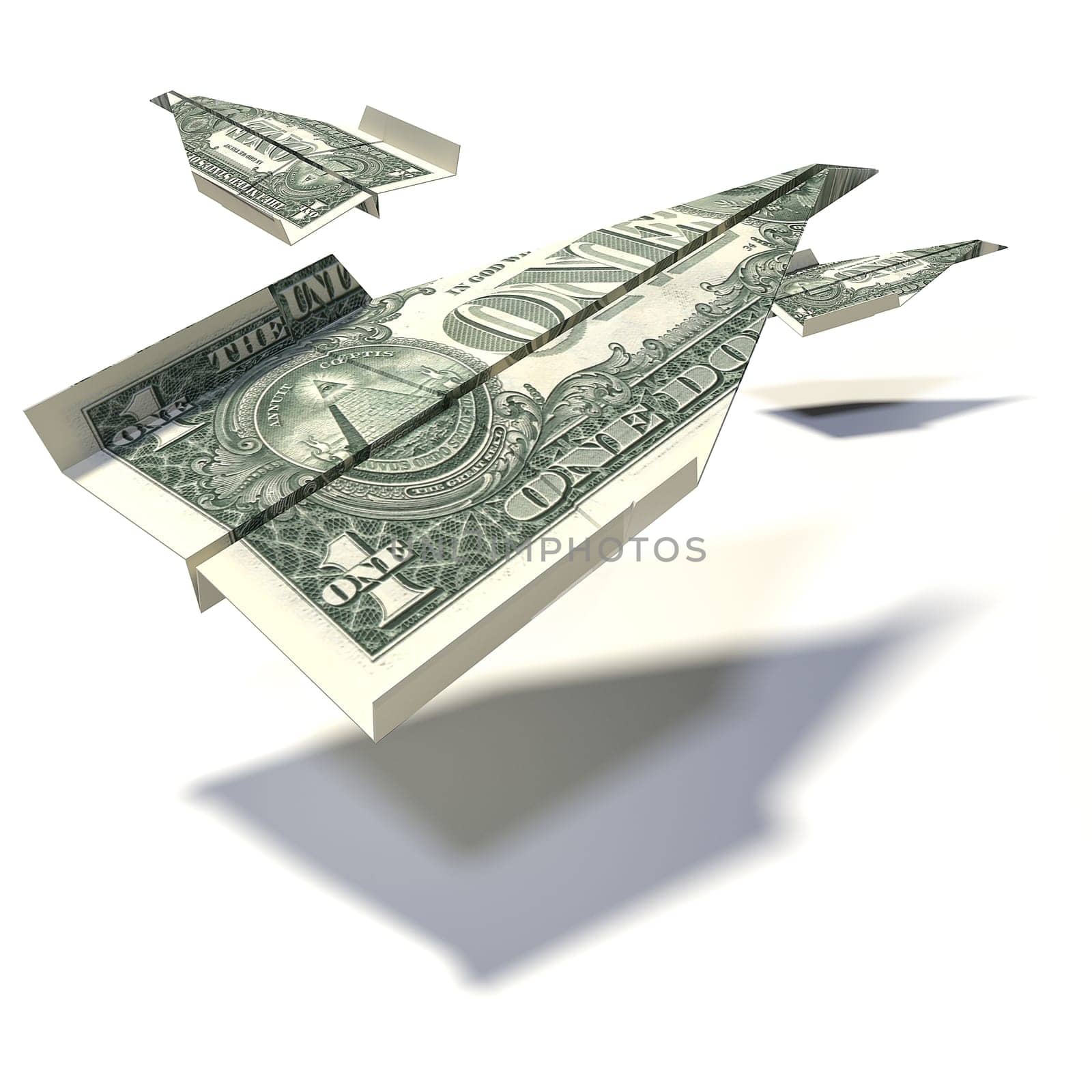 Paper plane from a 1 dollar bill