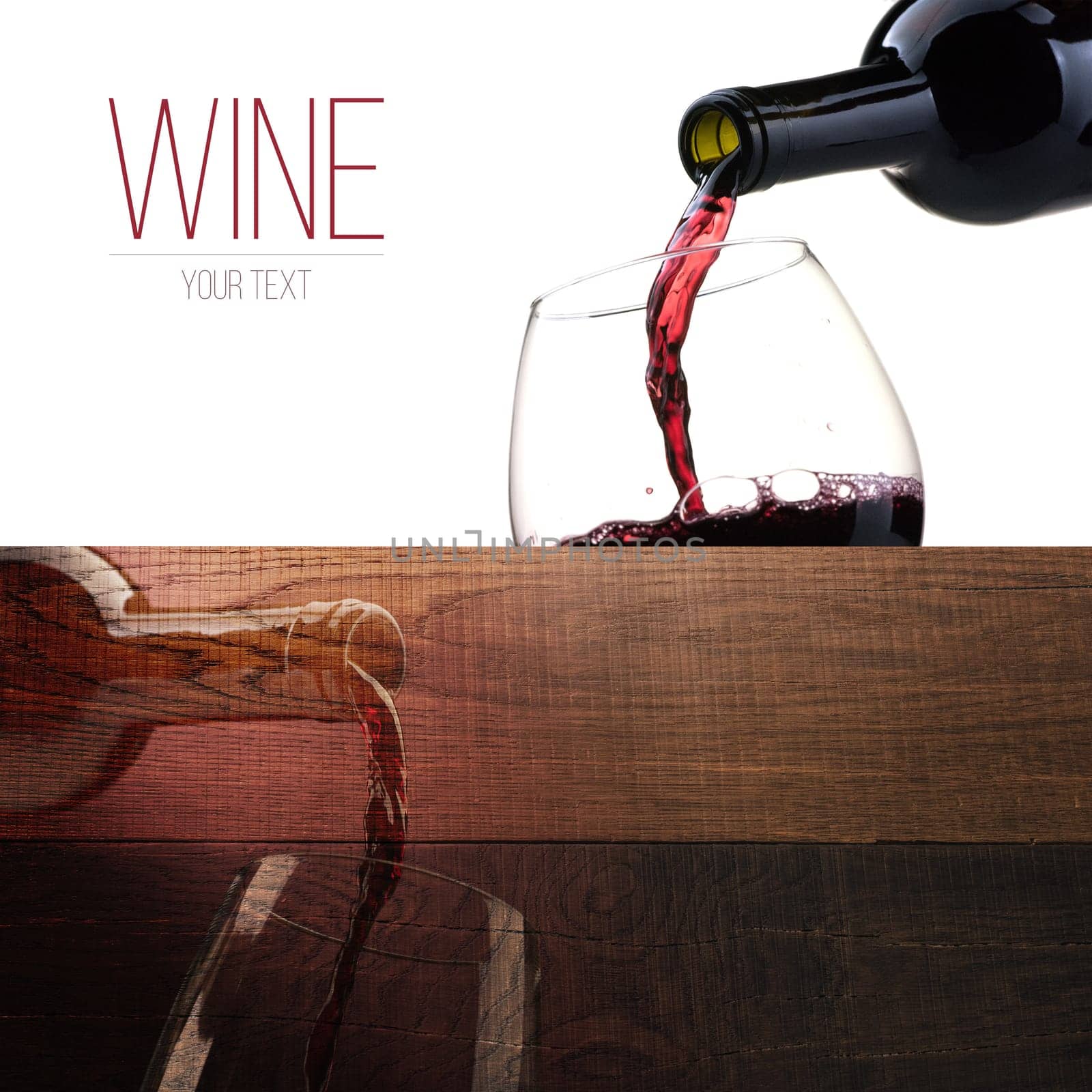 Excellent red wine tasting and celebration, banner set with copyspace
