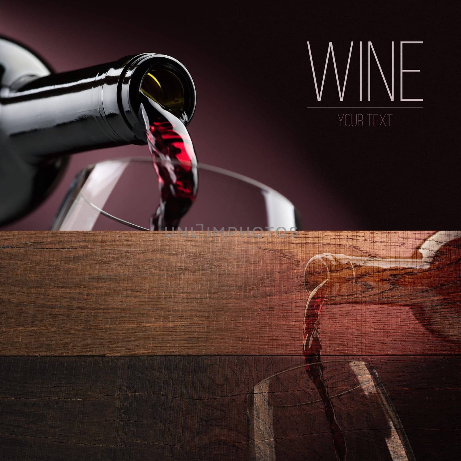 Excellent red wine tasting and celebration, banner set with copyspace