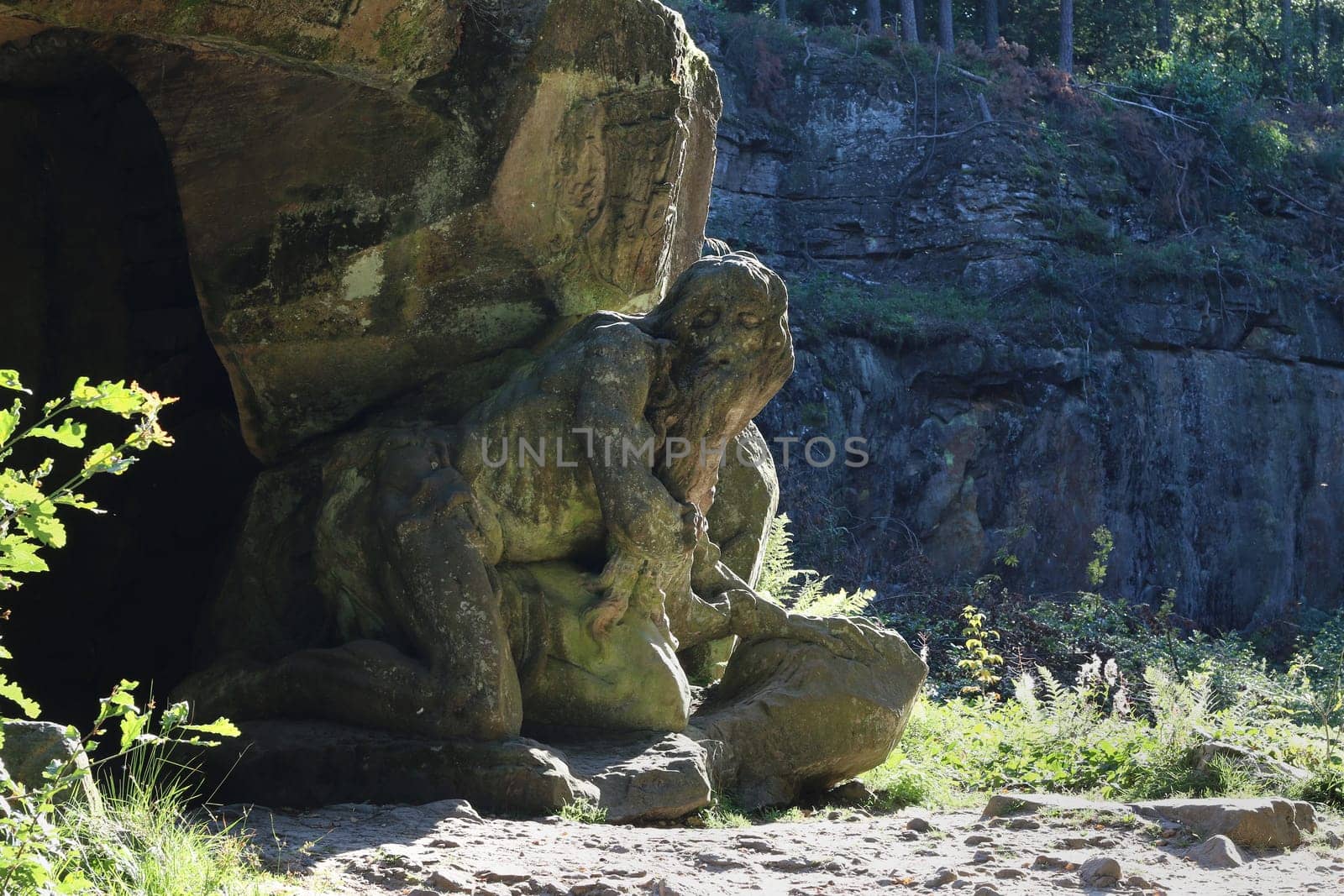 KUKS FOREST SCULPTURES, CZECH REPUBLIC, AUGUST 29, 2016 - Baroque reliefs by Matthias Bernard Braun