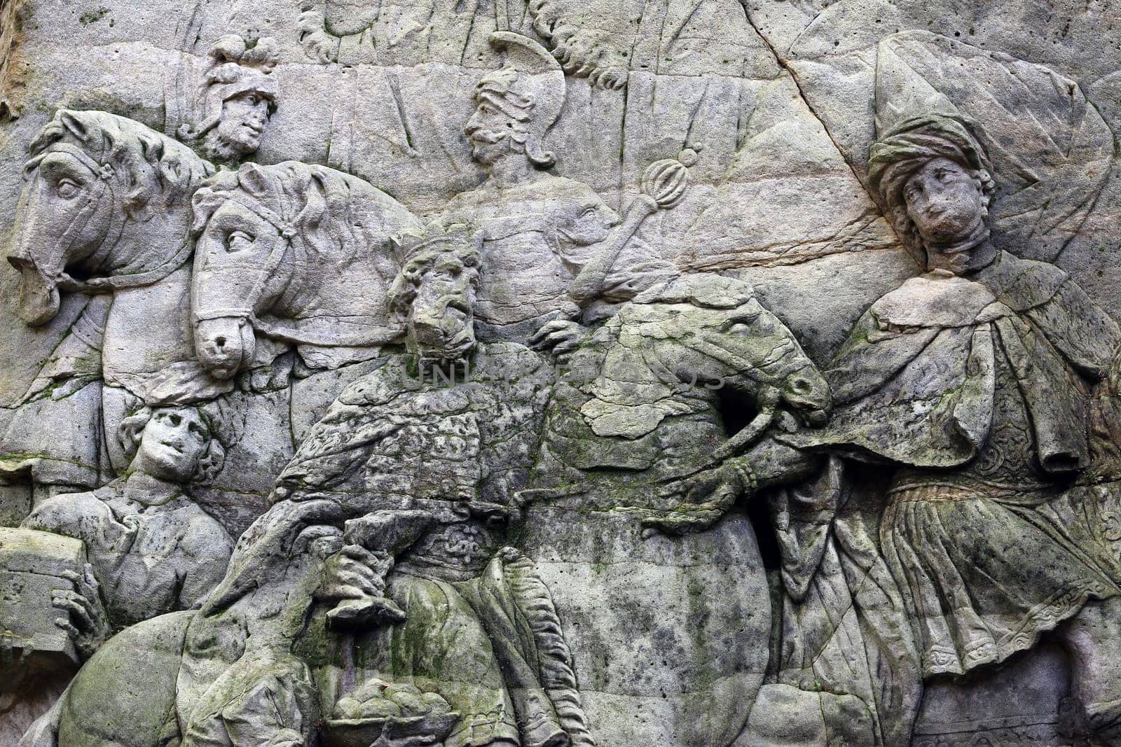 KUKS FOREST SCULPTURES, CZECH REPUBLIC, AUGUST 29, 2016 - Baroque reliefs by Matthias Bernard Braun