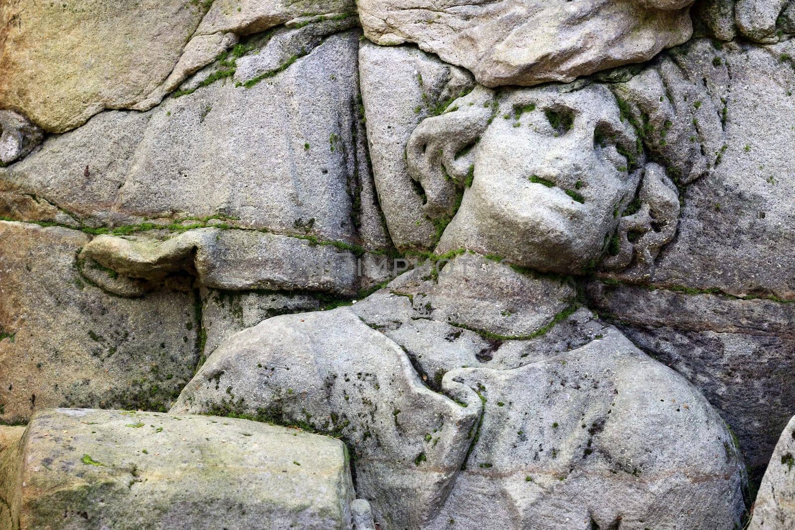 KUKS FOREST SCULPTURES, CZECH REPUBLIC, AUGUST 29, 2016 - Baroque reliefs by Matthias Bernard Braun