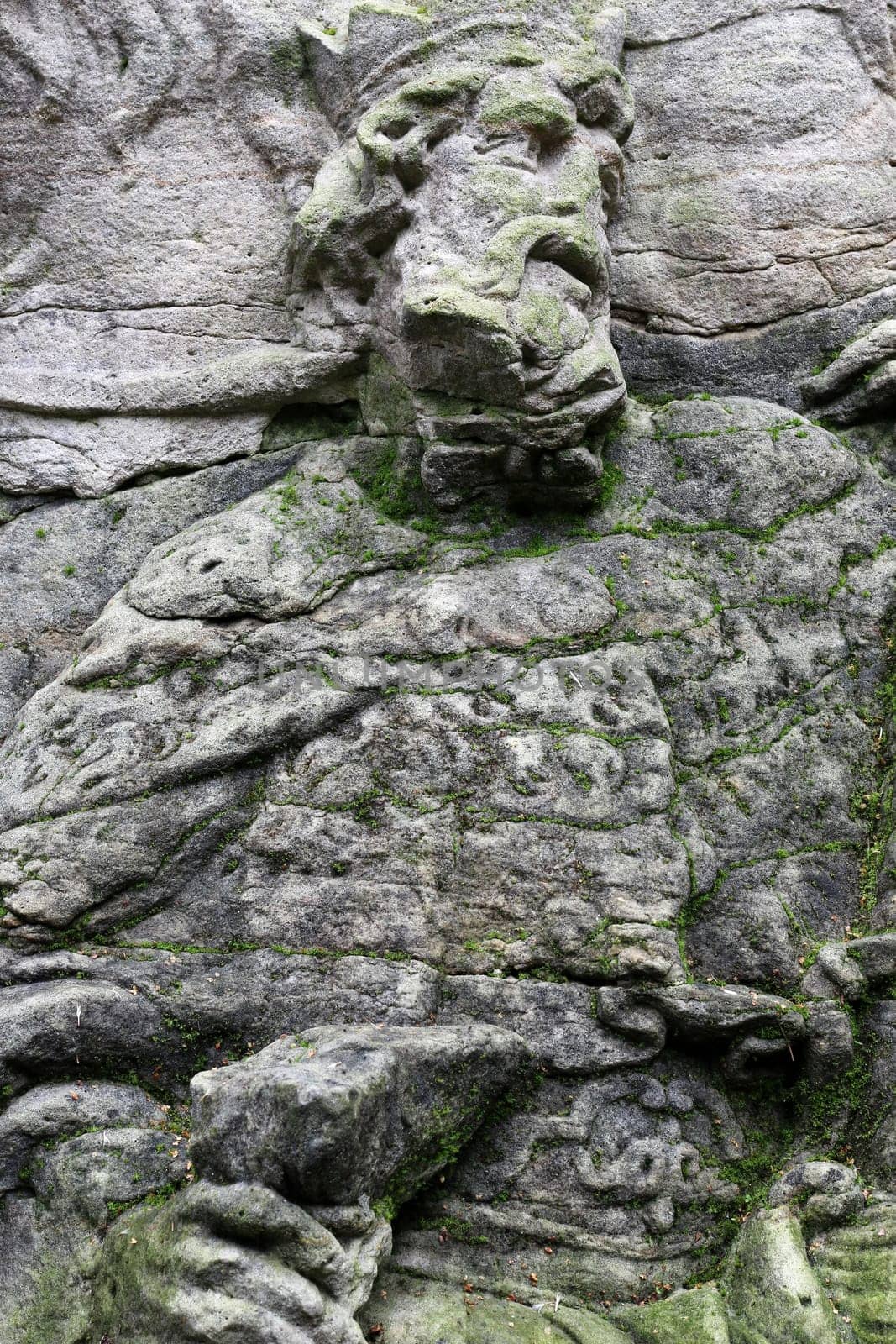 KUKS FOREST SCULPTURES, CZECH REPUBLIC, AUGUST 29, 2016 - Baroque reliefs by Matthias Bernard Braun