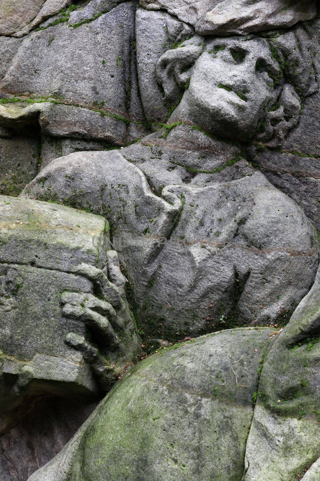 KUKS FOREST SCULPTURES, CZECH REPUBLIC, AUGUST 29, 2016 - Baroque reliefs by Matthias Bernard Braun