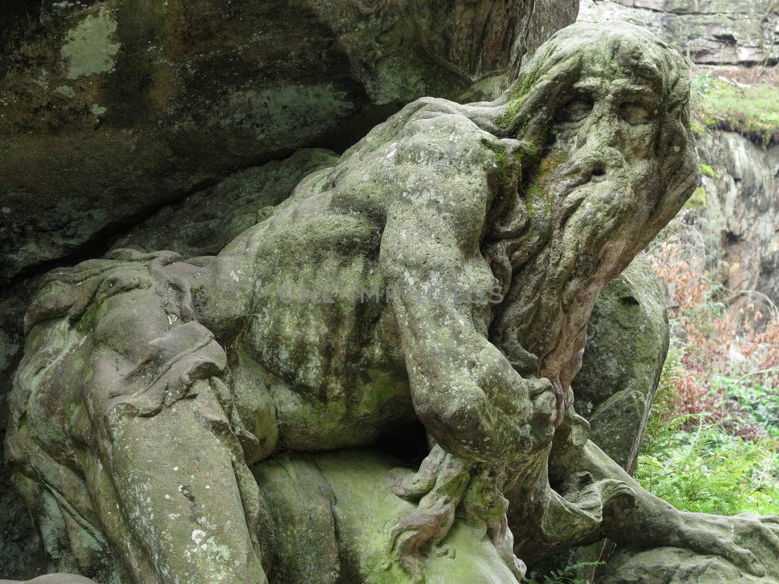 KUKS FOREST SCULPTURES, CZECH REPUBLIC, AUGUST 29, 2016 - Baroque reliefs by Matthias Bernard Braun