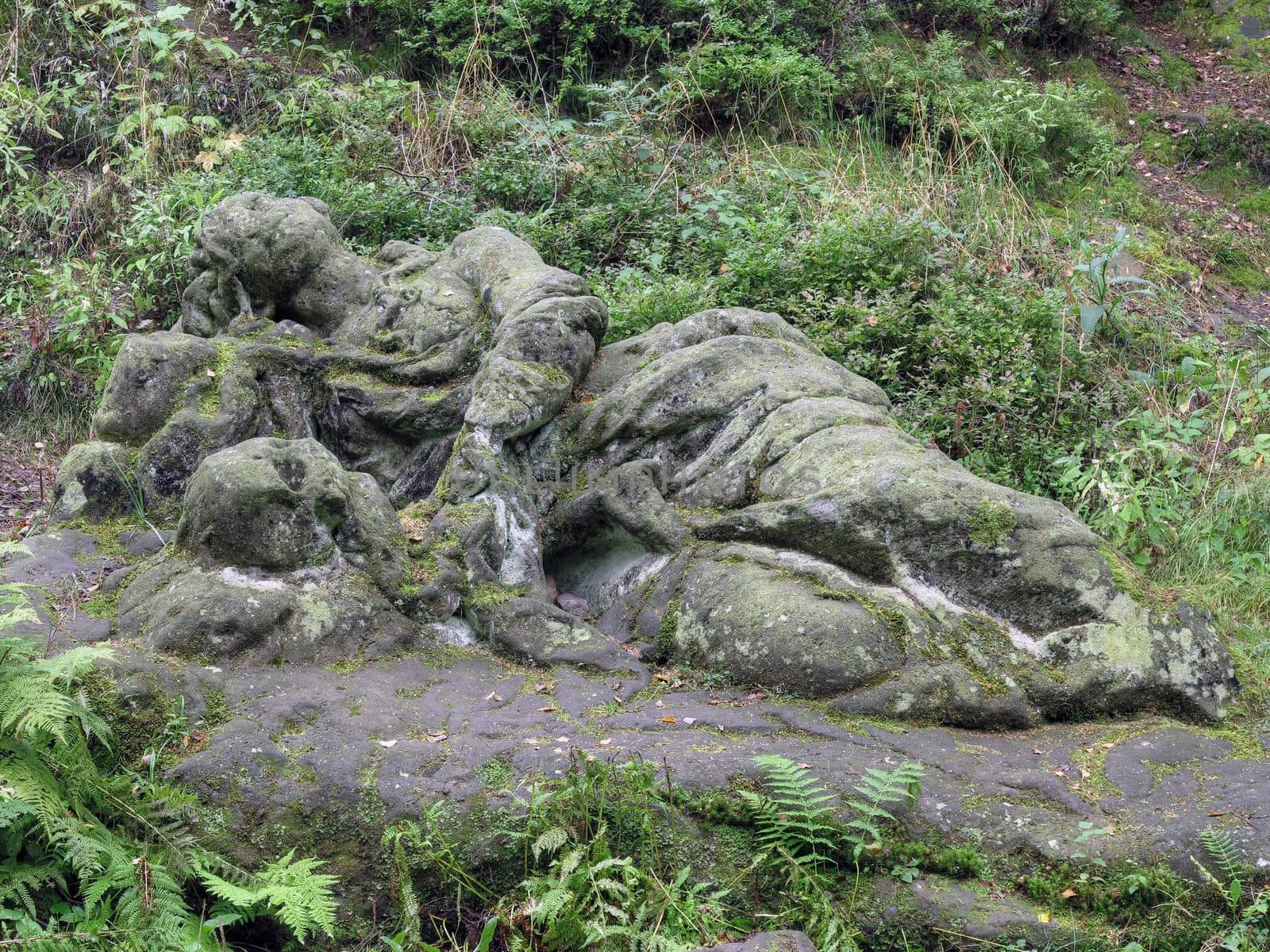 KUKS FOREST SCULPTURES, CZECH REPUBLIC, AUGUST 29, 2016 - Baroque reliefs by Matthias Bernard Braun