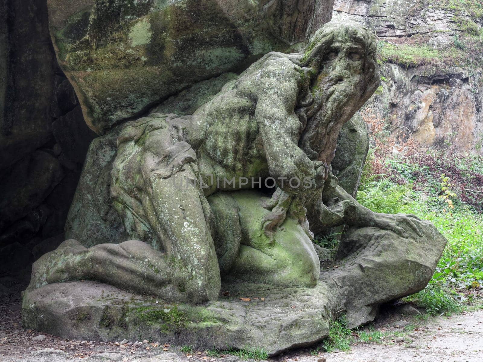 KUKS FOREST SCULPTURES, CZECH REPUBLIC, AUGUST 29, 2016 - Baroque reliefs by Matthias Bernard Braun