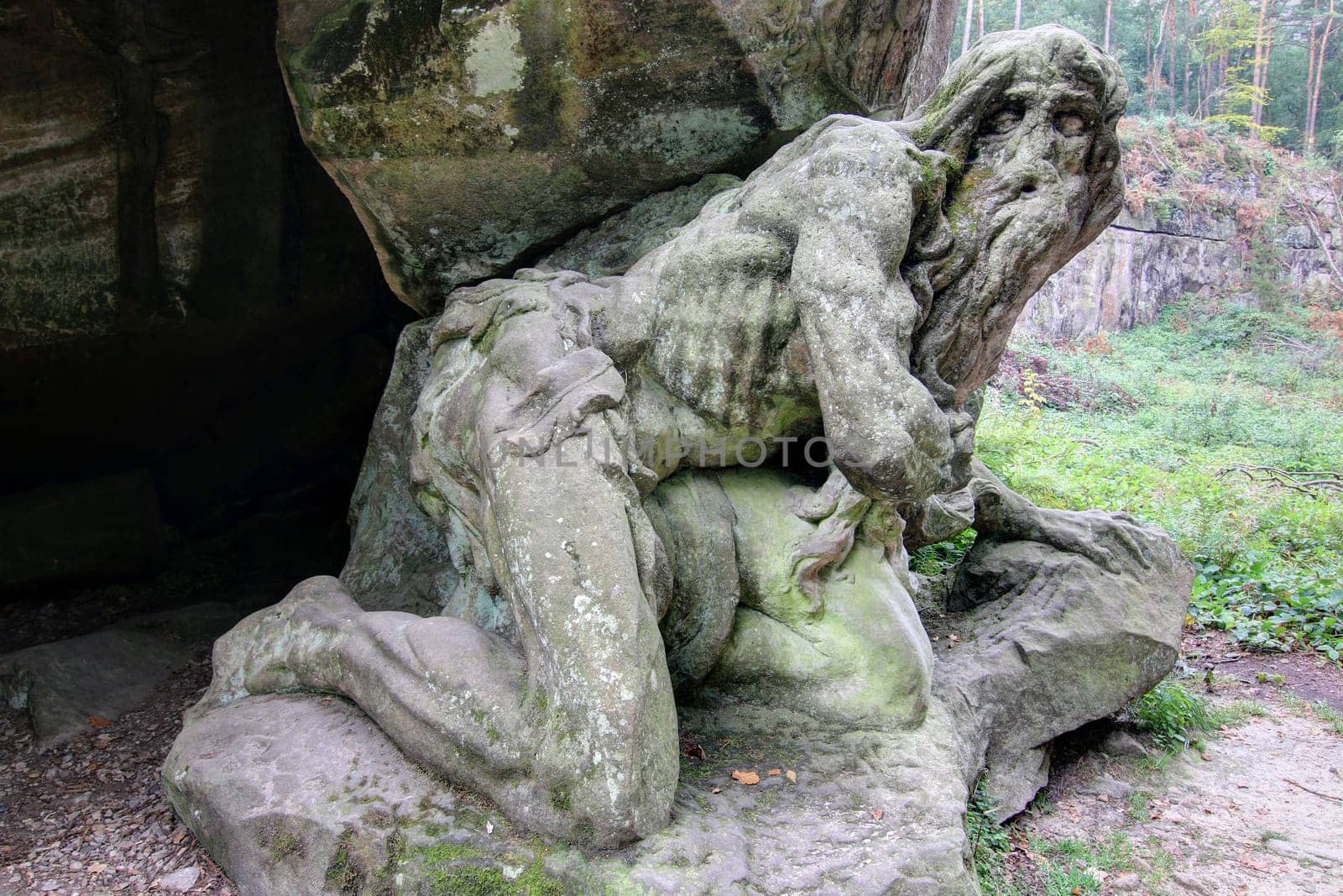 KUKS FOREST SCULPTURES, CZECH REPUBLIC, AUGUST 29, 2016 - Baroque reliefs by Matthias Bernard Braun