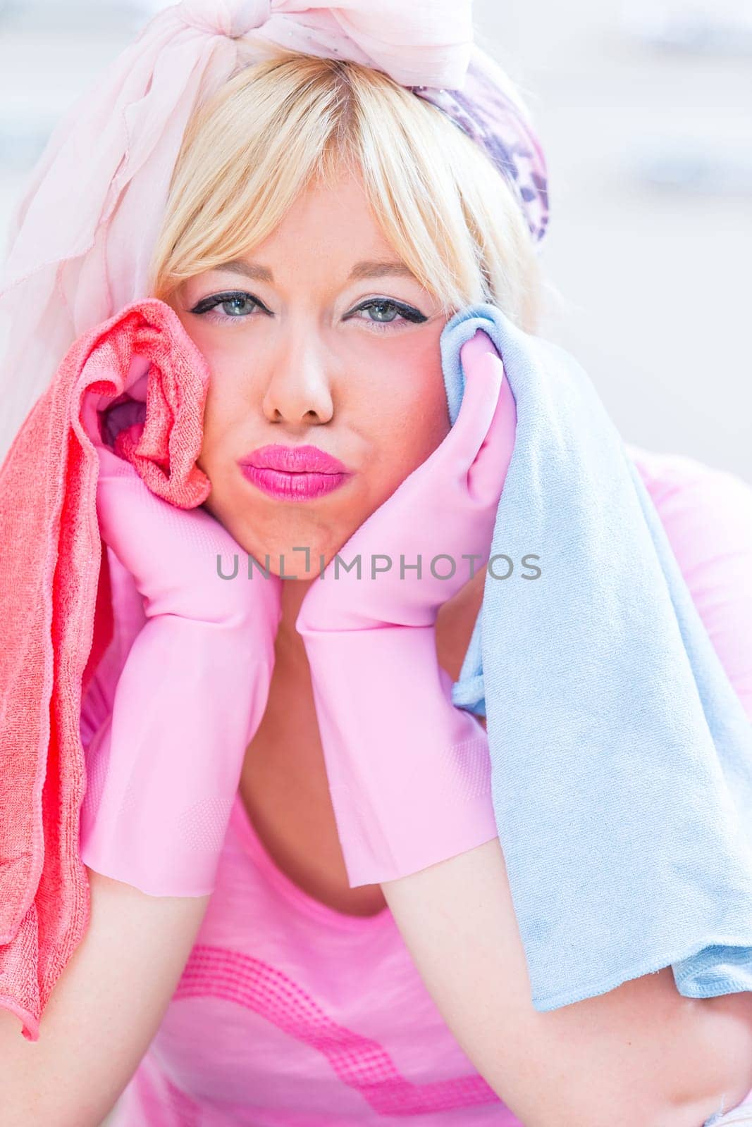 Beautiful woman at the cleaning