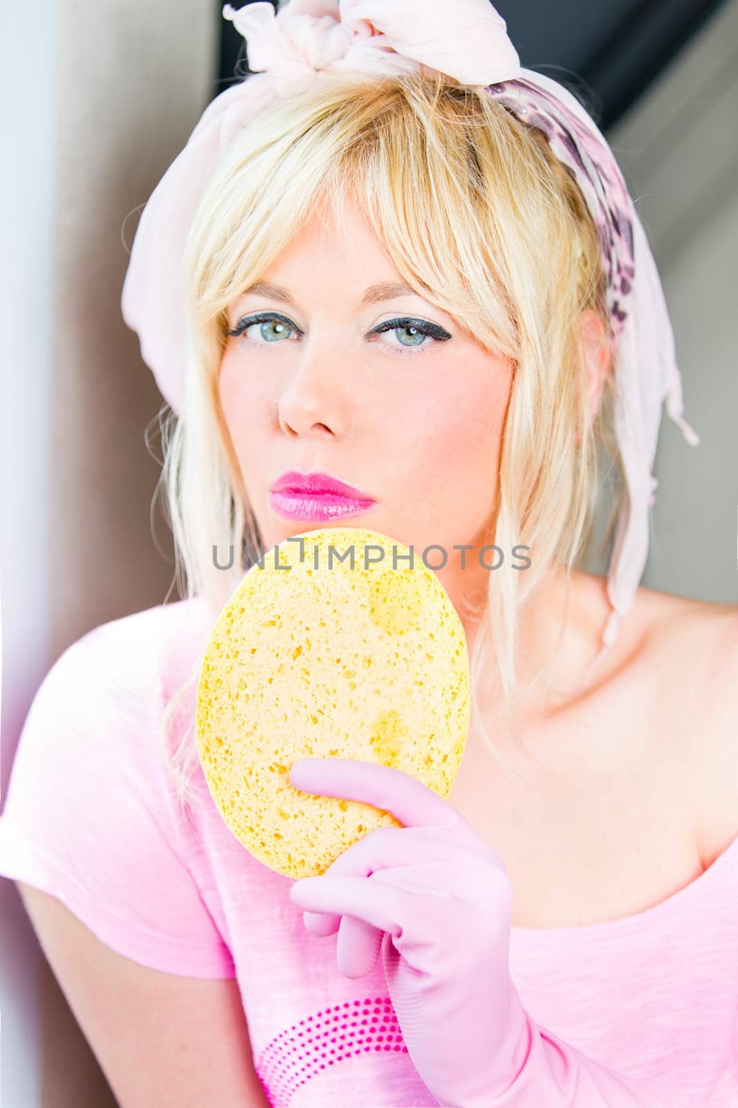 Beautiful woman at the cleaning