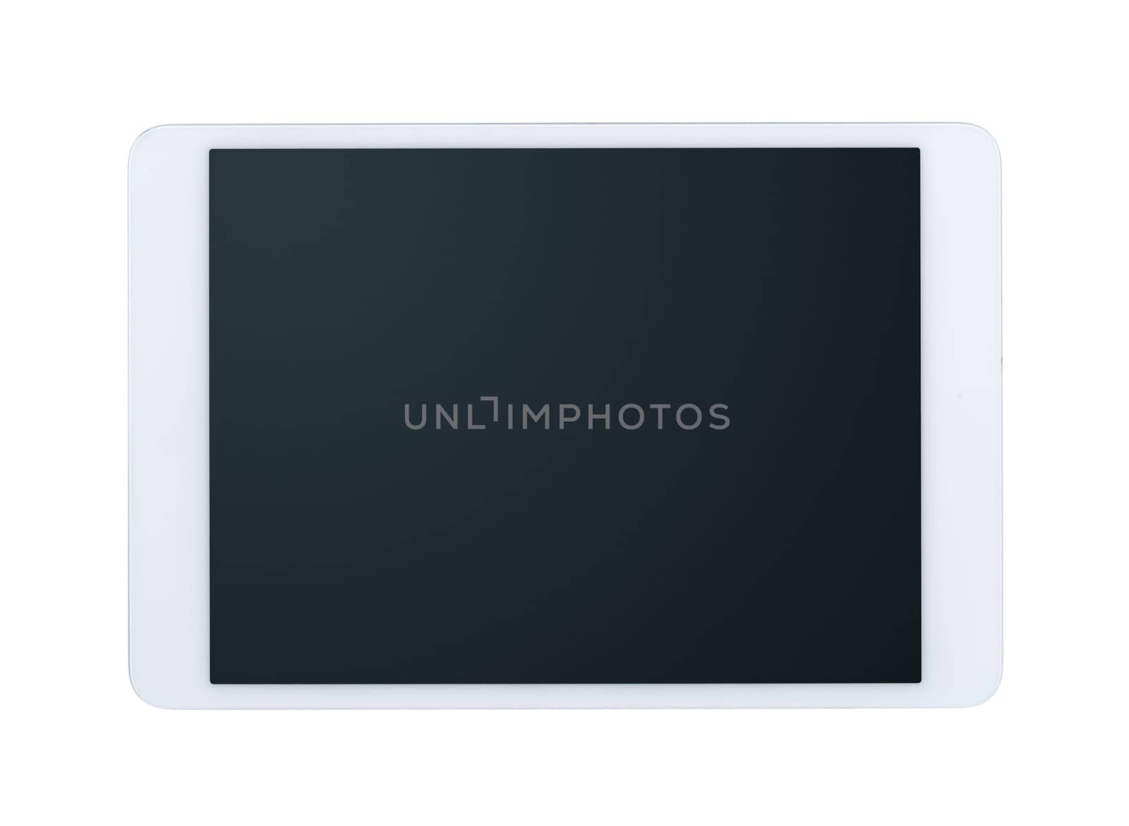 White digital touch screen tablet isolated on white background