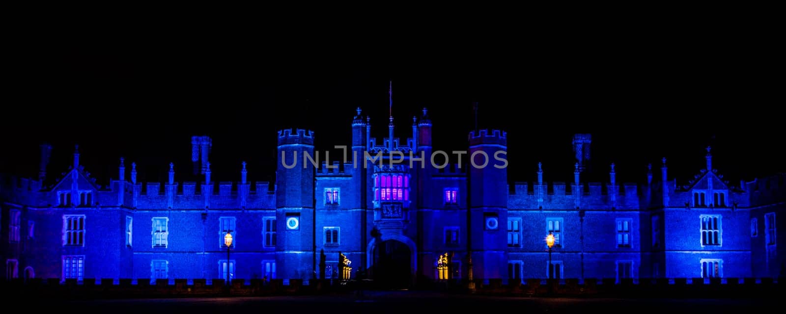 Hampton Court Palace by night Hampton Court, London, United Kingdom on 27 December 2016