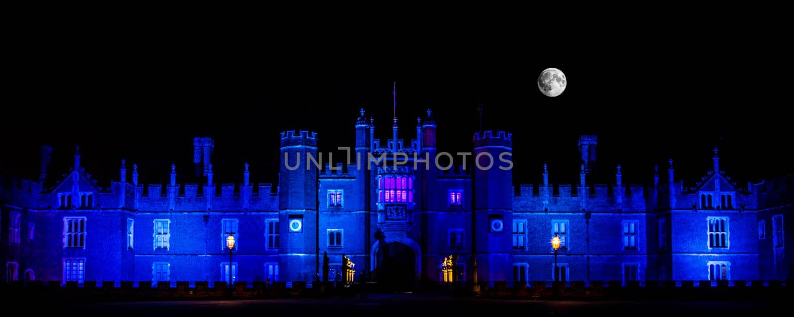 Hampton Court Palace by night Hampton Court, London, United Kingdom on 27 December 2016