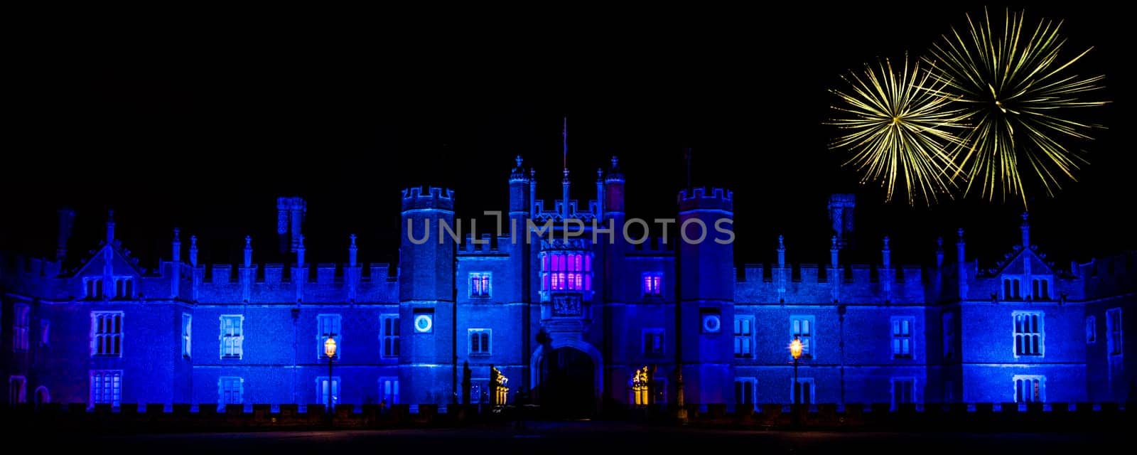 Hampton Court Palace by night Hampton Court, London, United Kingdom on 27 December 2016