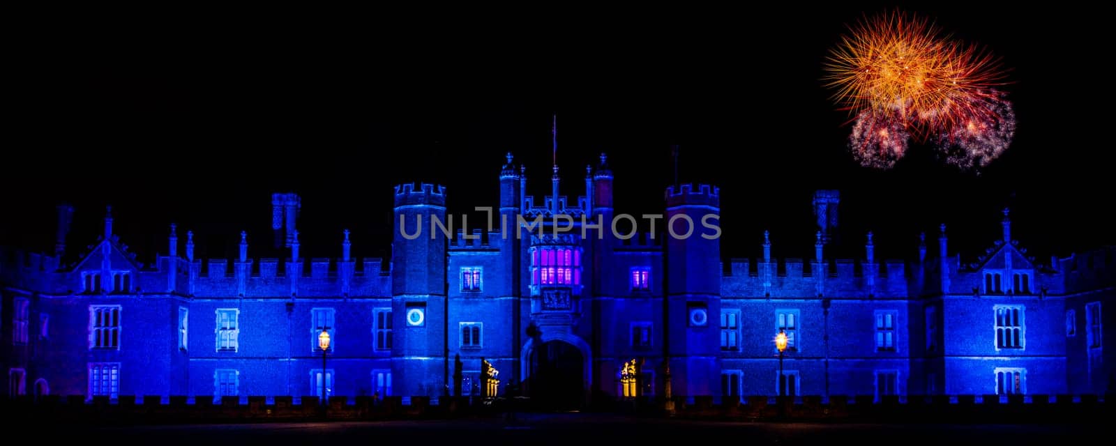 Hampton Court Palace by night Hampton Court, London, United Kingdom on 27 December 2016