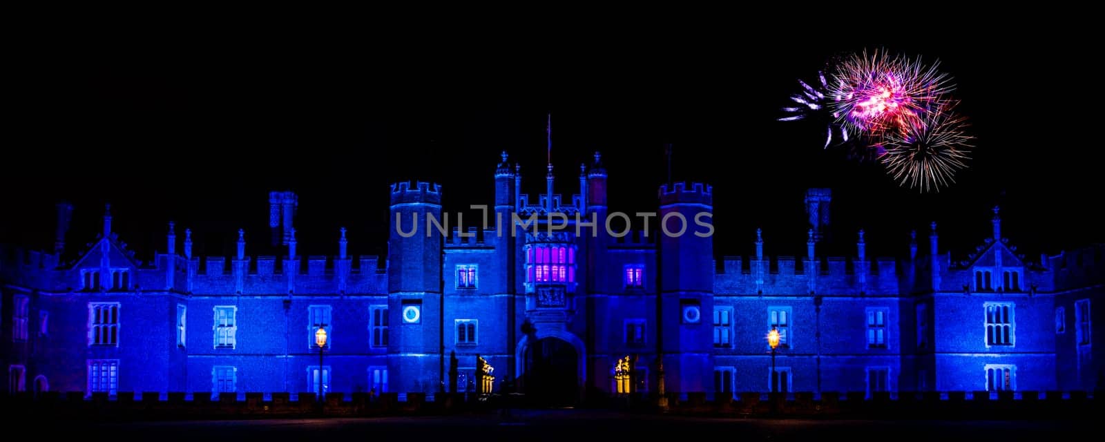 Hampton Court Palace by night Hampton Court, London, United Kingdom on 27 December 2016