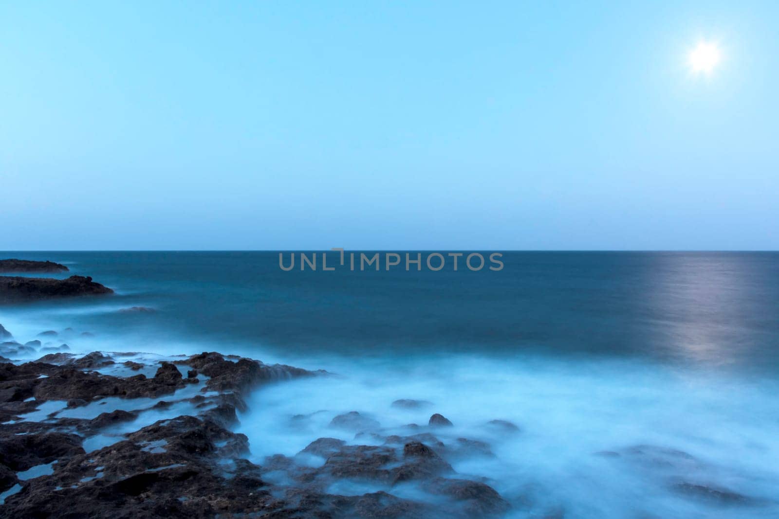 Moon over the ocean - Lanzarote, Canary Islands, Spain