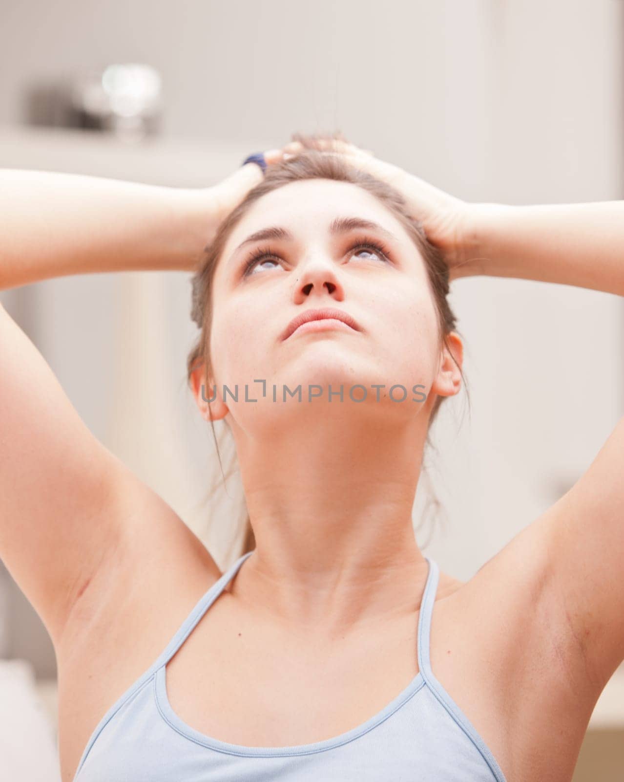 beautiful young woman brushing and thinking about her own businesses
