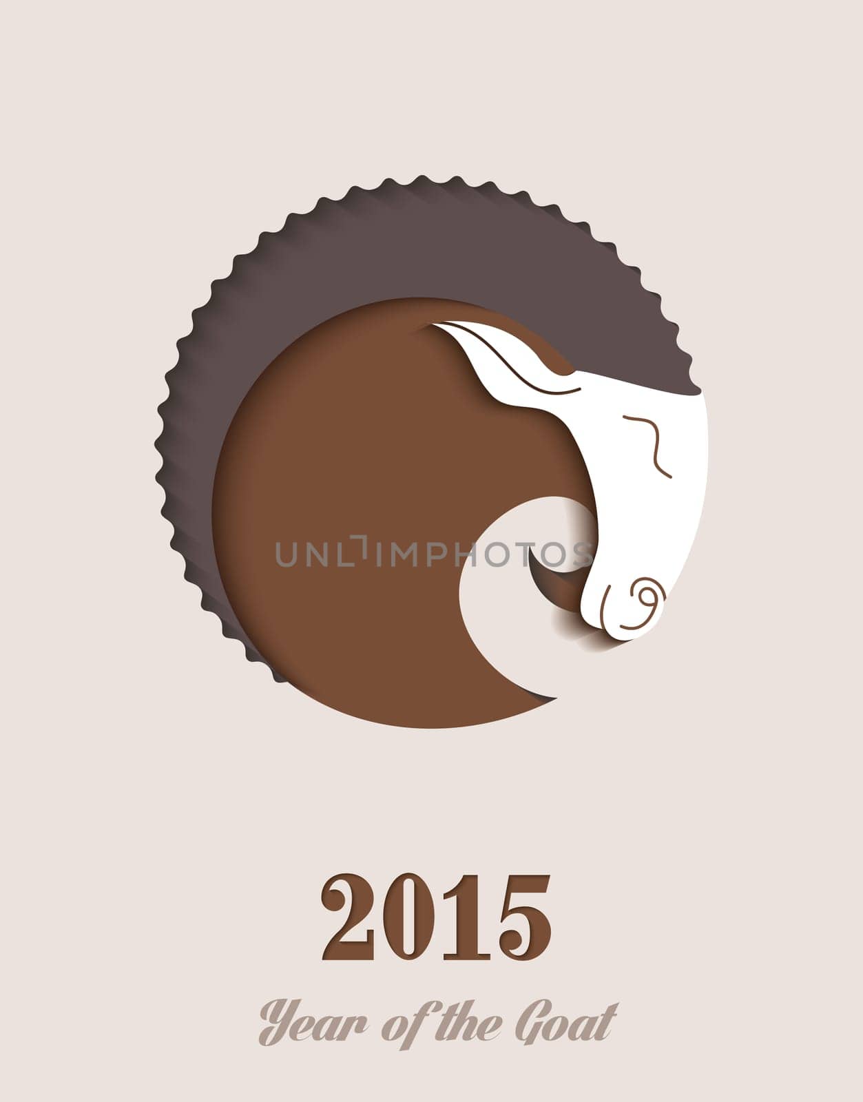 2015 Chinese New Year of the Goat paper cut composition. EPS10 vector file organized in layers for easy editing.