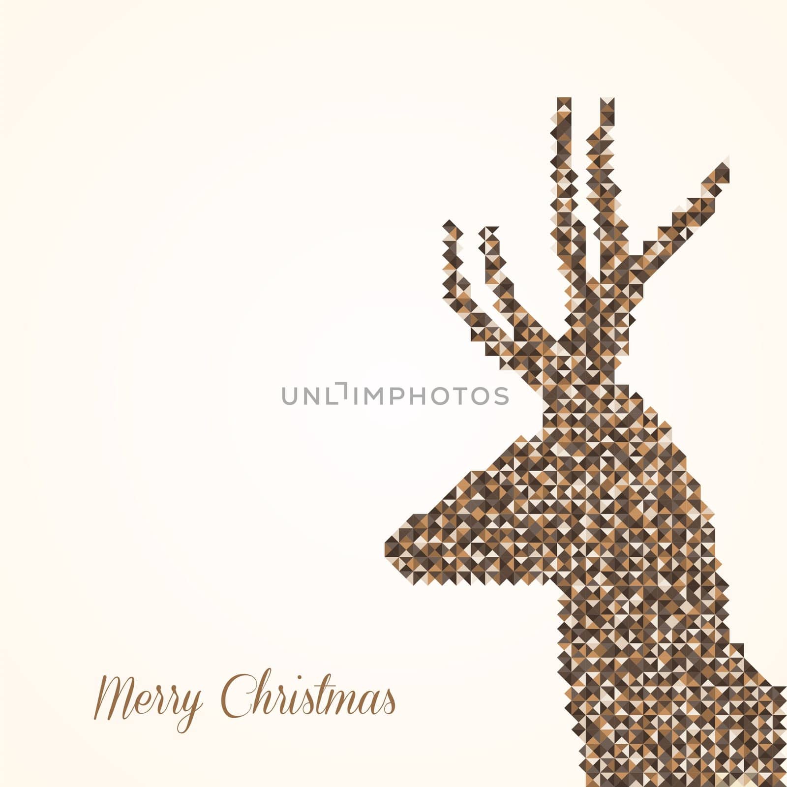 Merry Christmas reindeer triangle composition greeting card. EPS10 vector file organized in layers for easy editing.