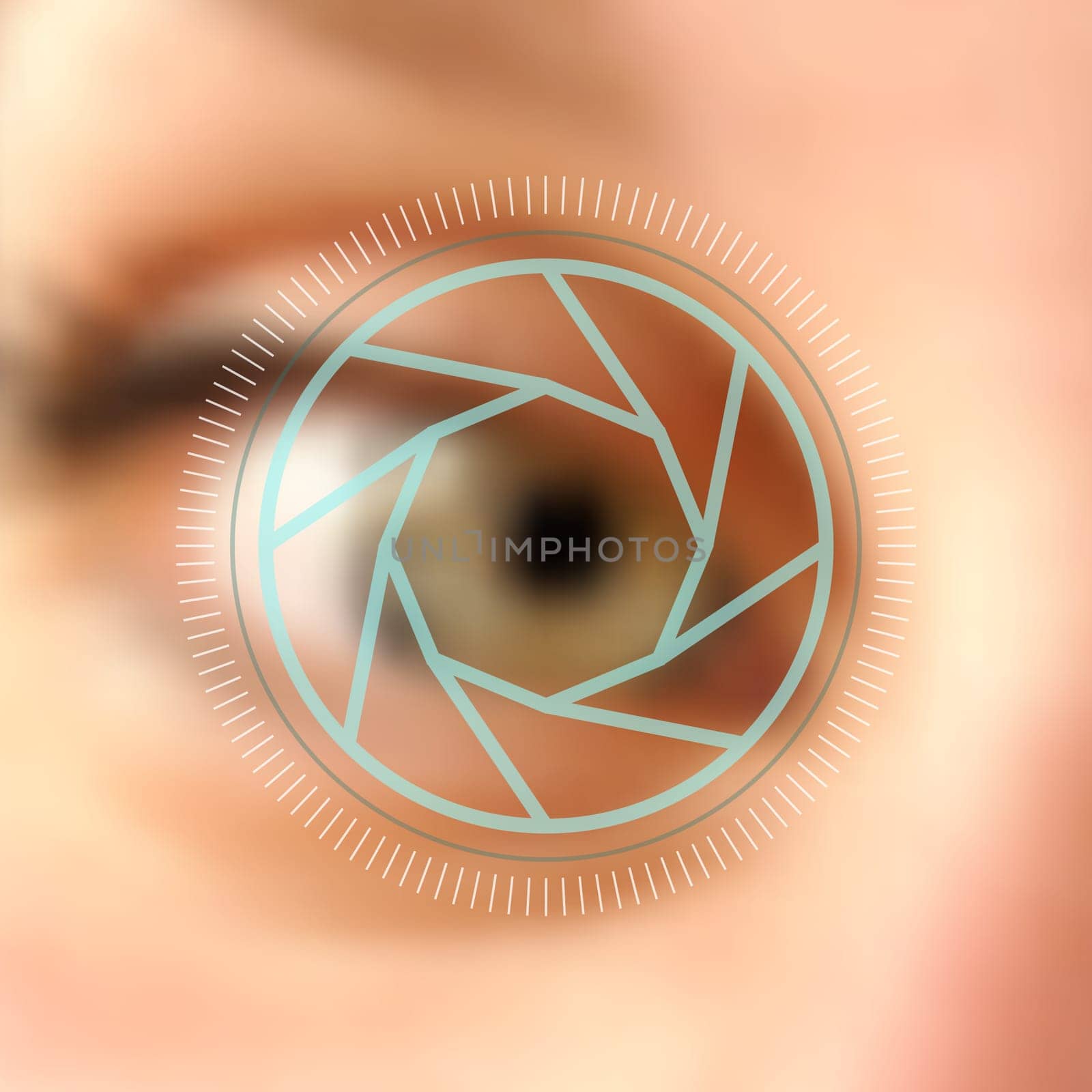 Digital photography human eye camera lens concept background. EPS10 vector file with  blurred effect and transparency layers.