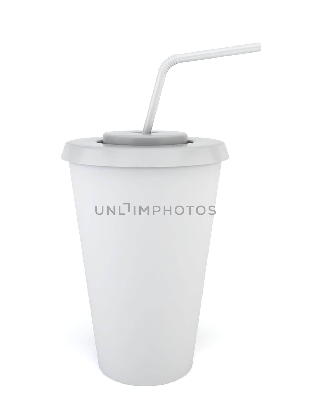 Drink cup with straw. 3d illustration on white background