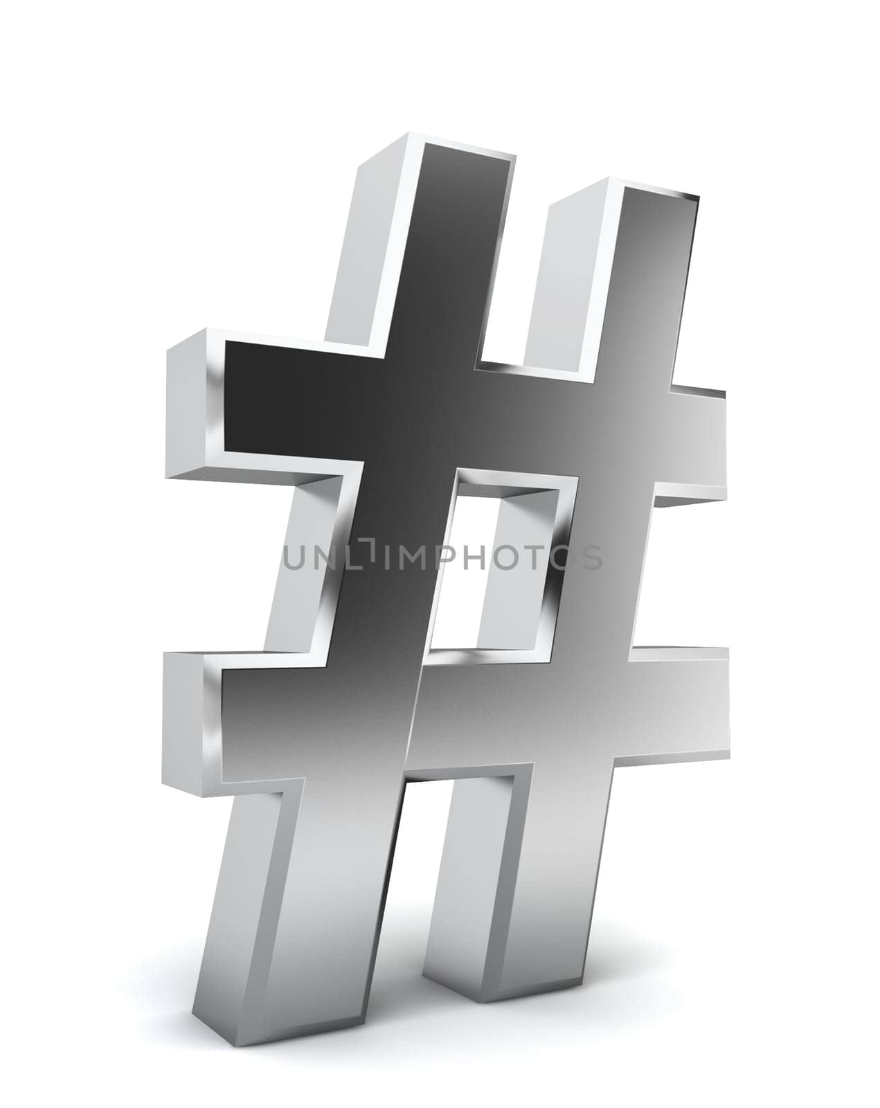 Hash symbol. 3d illustration on white background