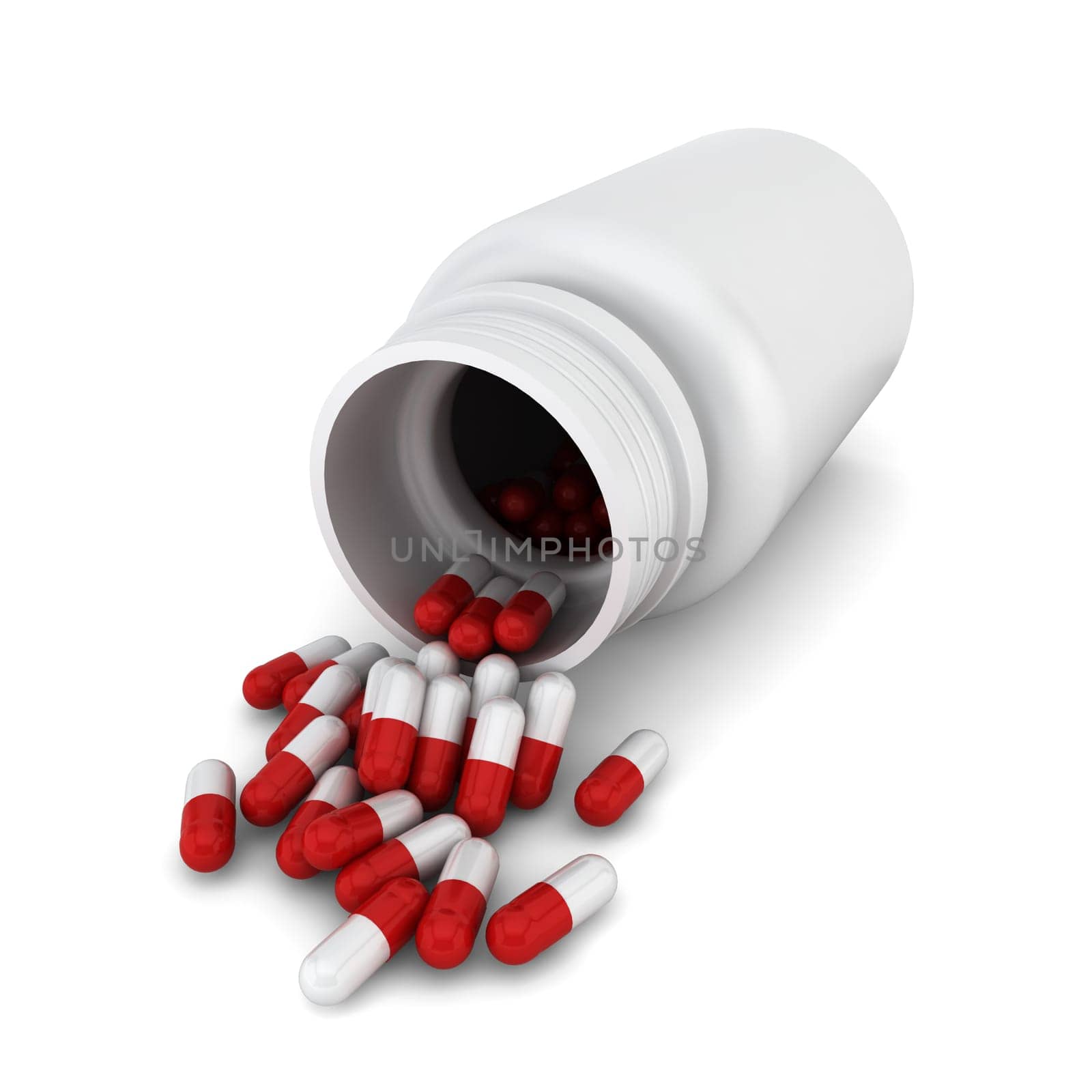 Box full of pills. 3d illustration on white background