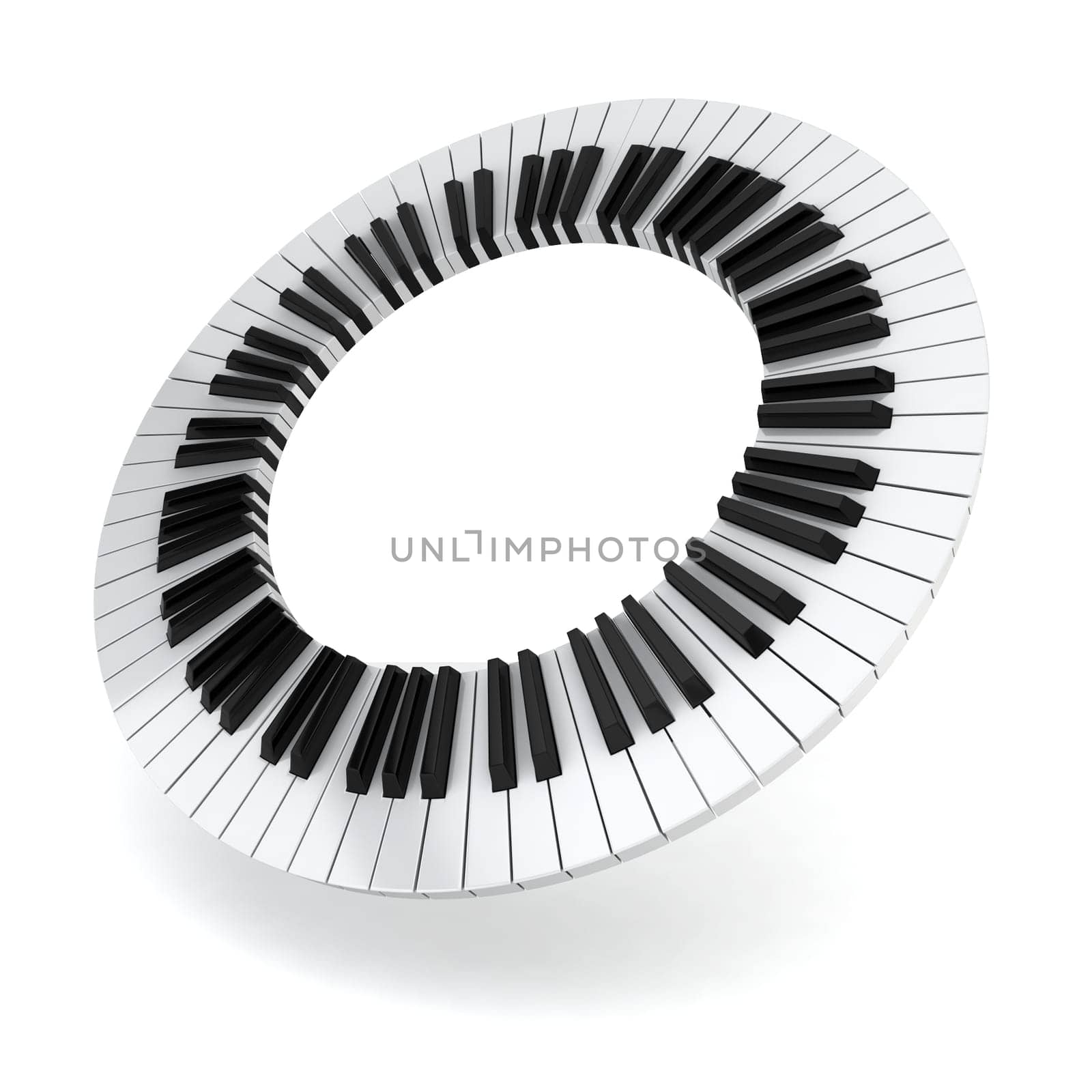 Piano circle. 3d illustration on white background