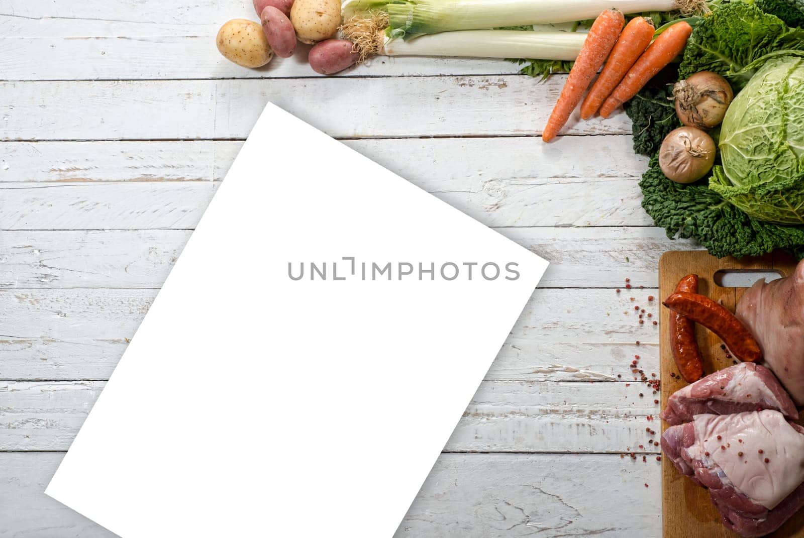 vegetables and meats for preparing a hotpot with cabbage
