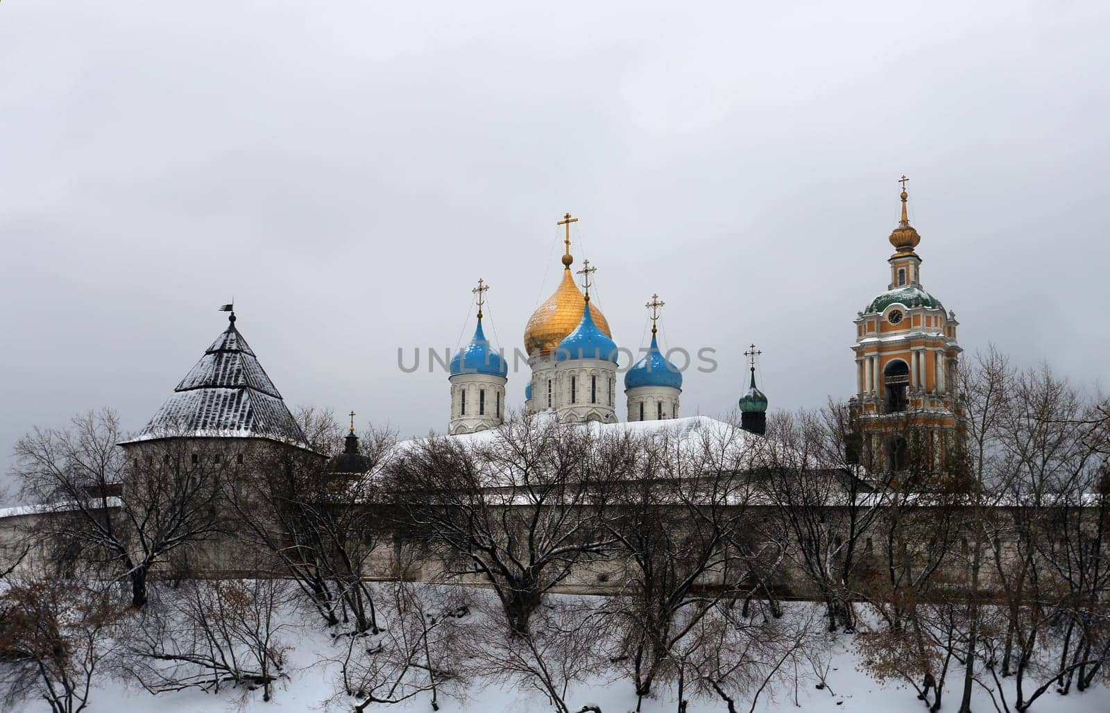 Beautiful scenery on Orthodox Churches in Novospassky monastery