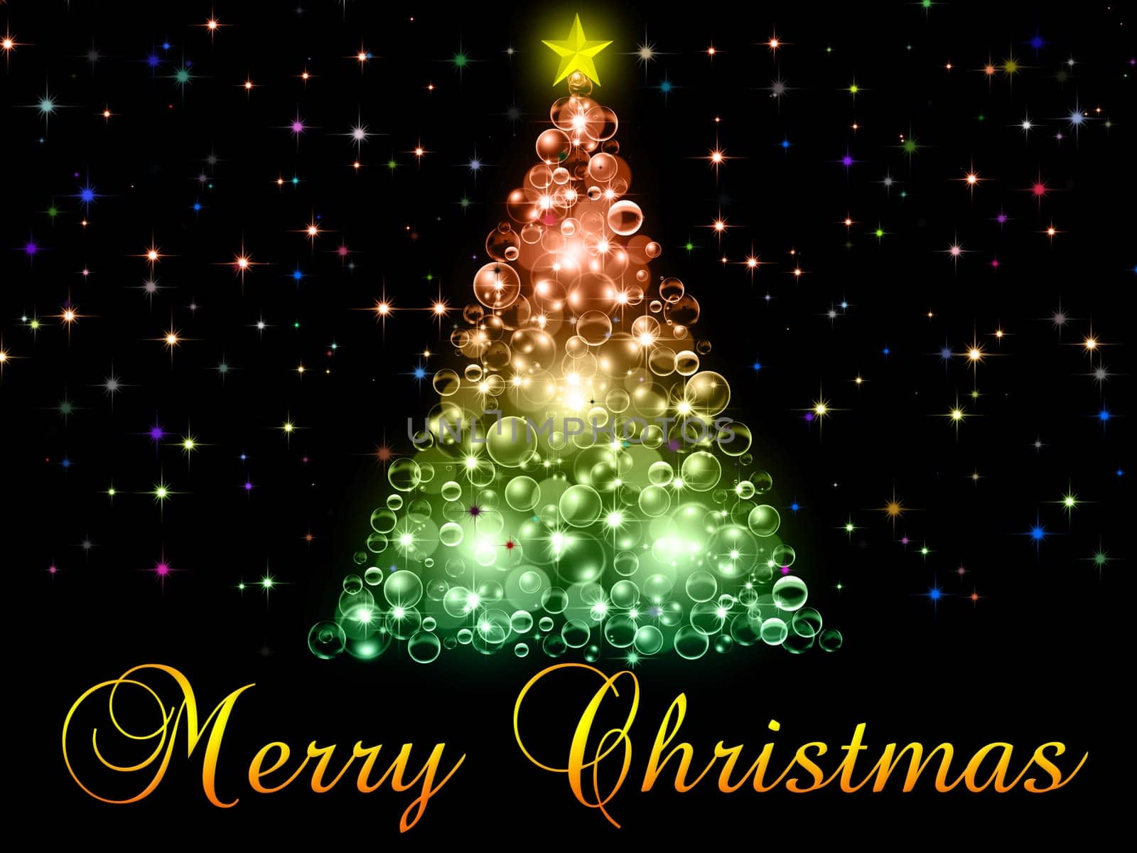 Merry Christmas illustration on the black background