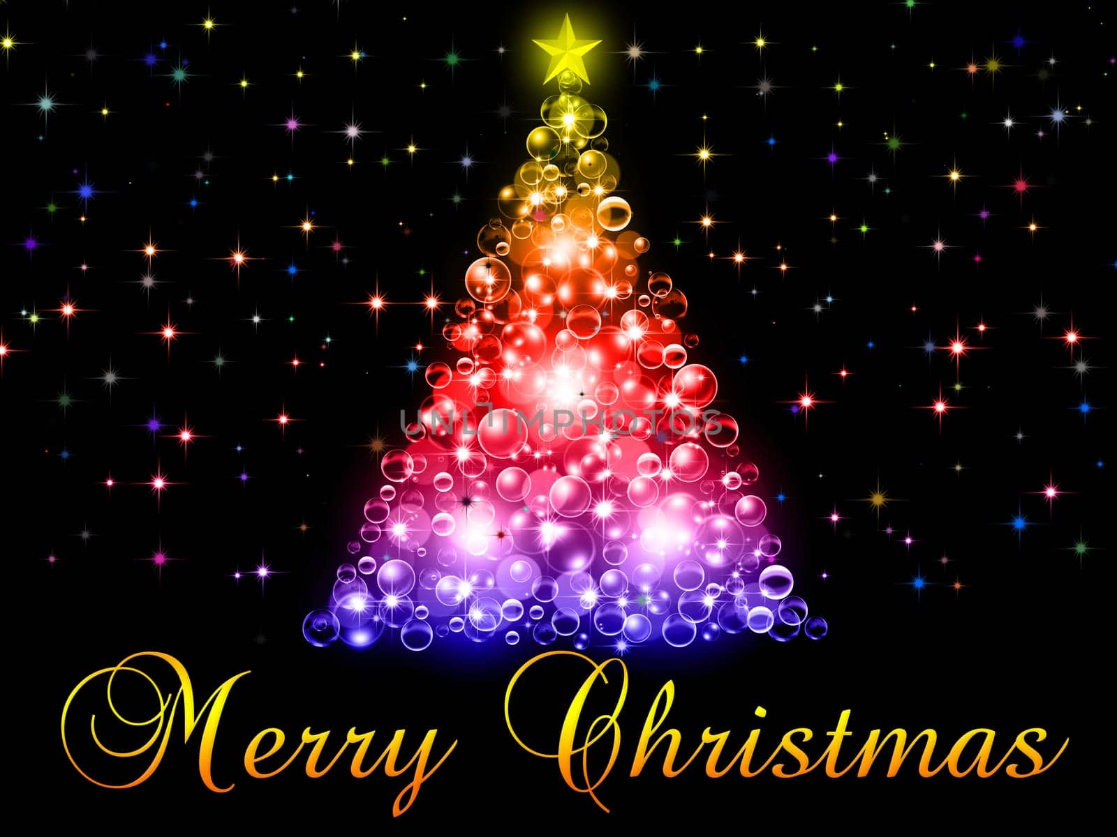 Merry Christmas illustration on the black background