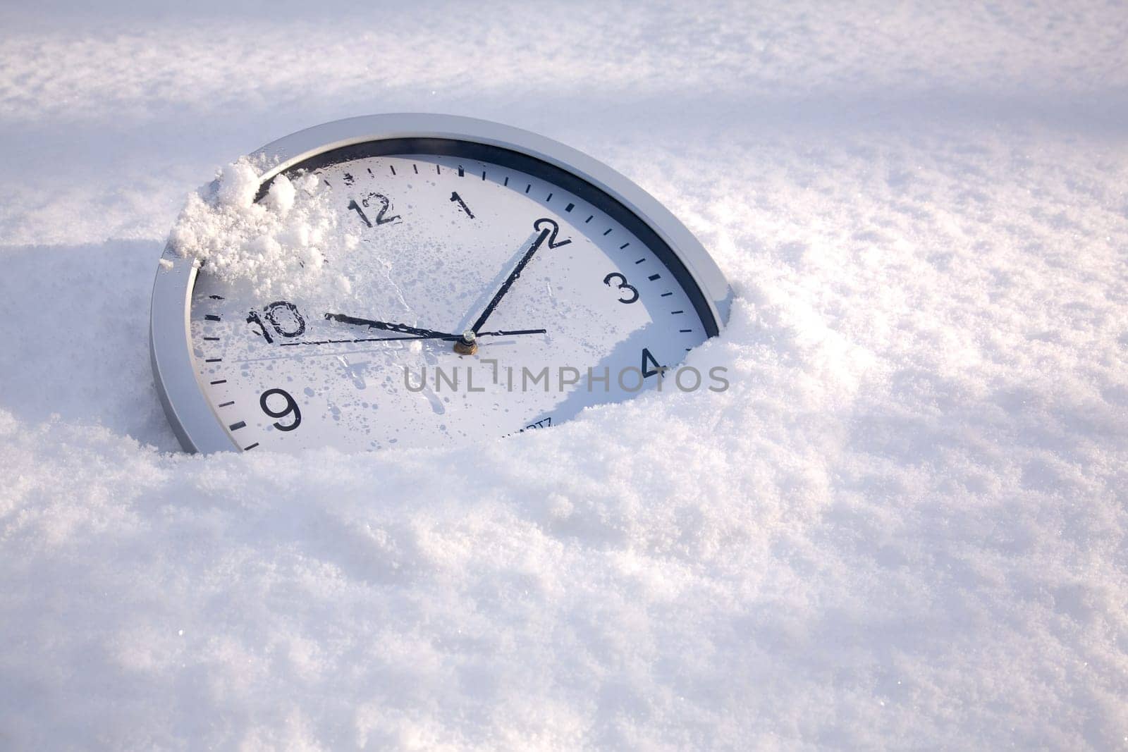 Clock in the snow, snow time