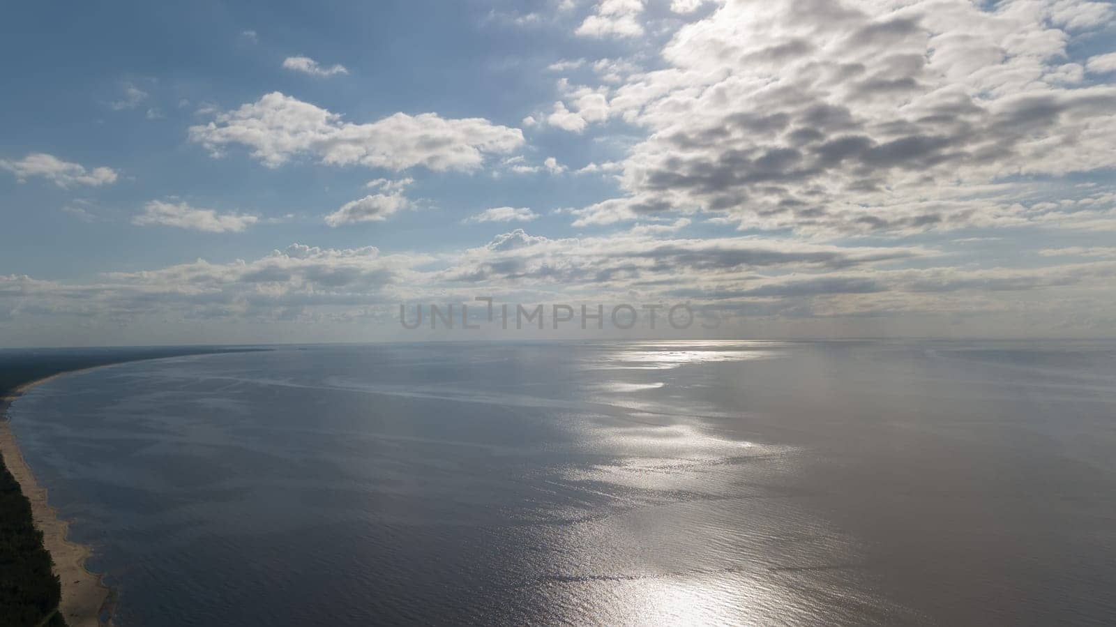 Gauja river Latvia drain into Baltic Sea aerial drone top view
