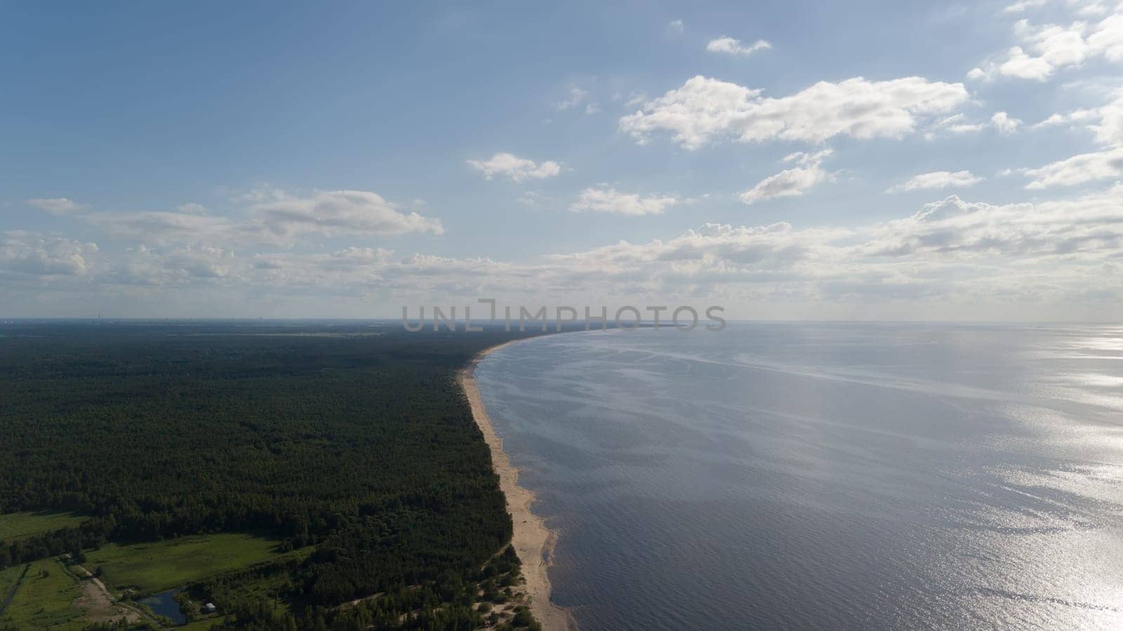 Gauja river Latvia drain into Baltic Sea aerial drone top view