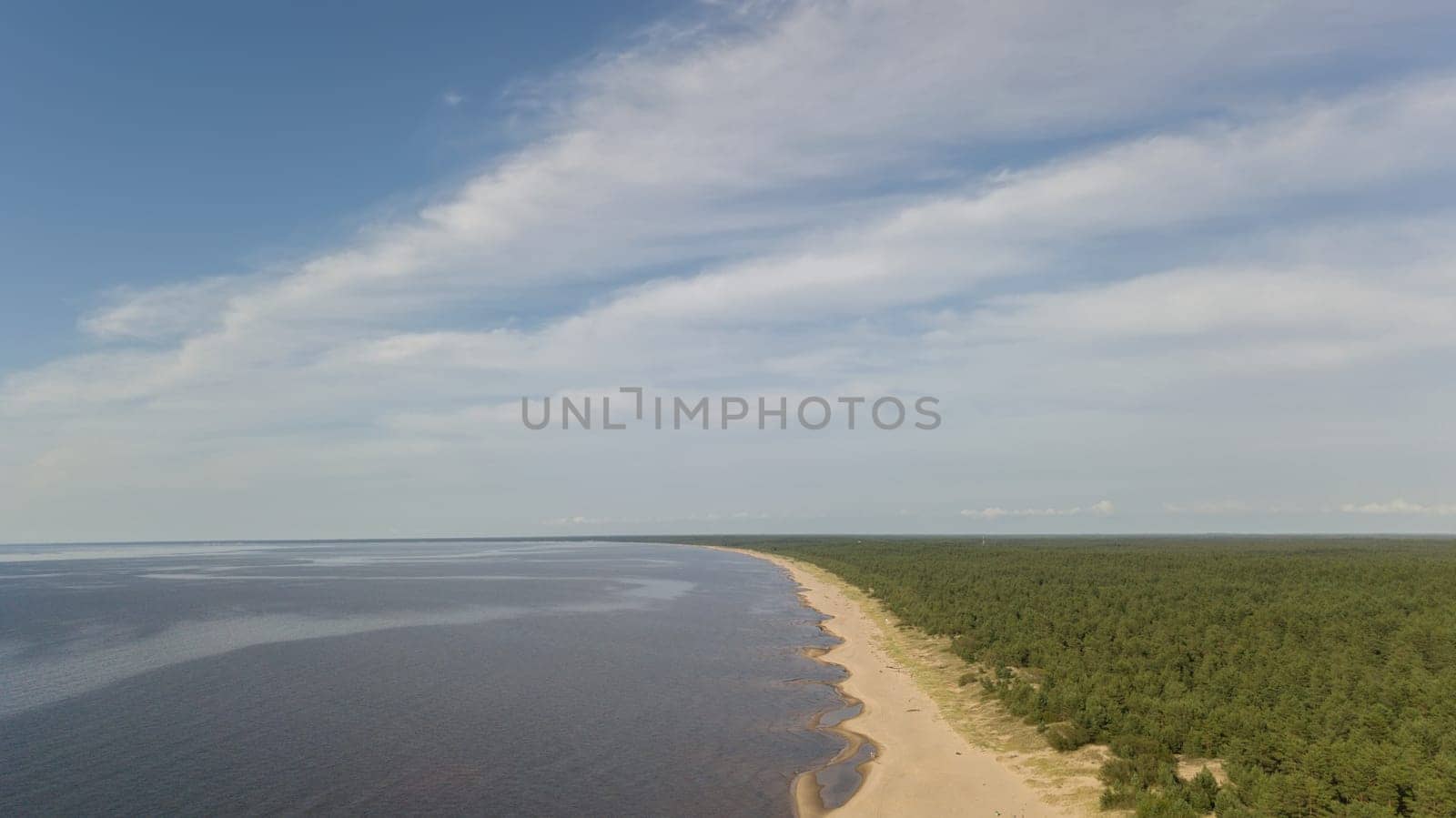 Gauja river Latvia drain into Baltic Sea aerial drone top view