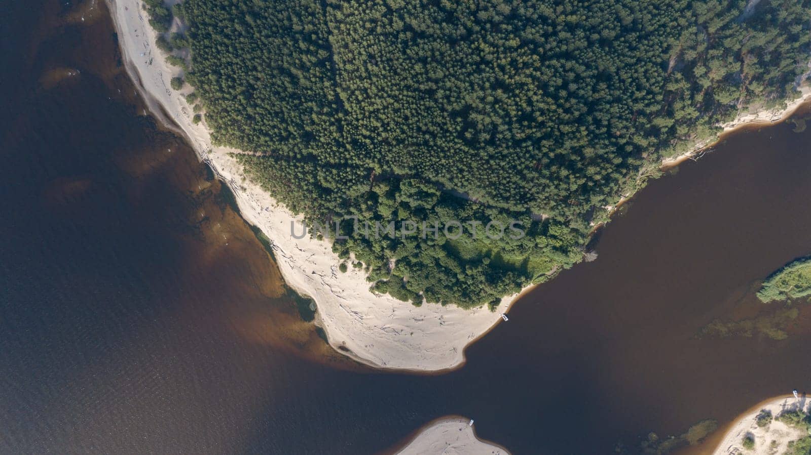 Gauja river Latvia drain into Baltic Sea aerial drone top view