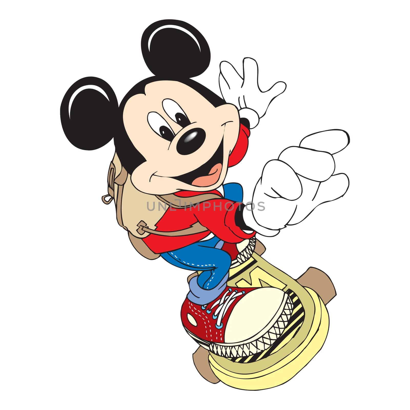 mickey mouse character cartoon skateboard sport llustration