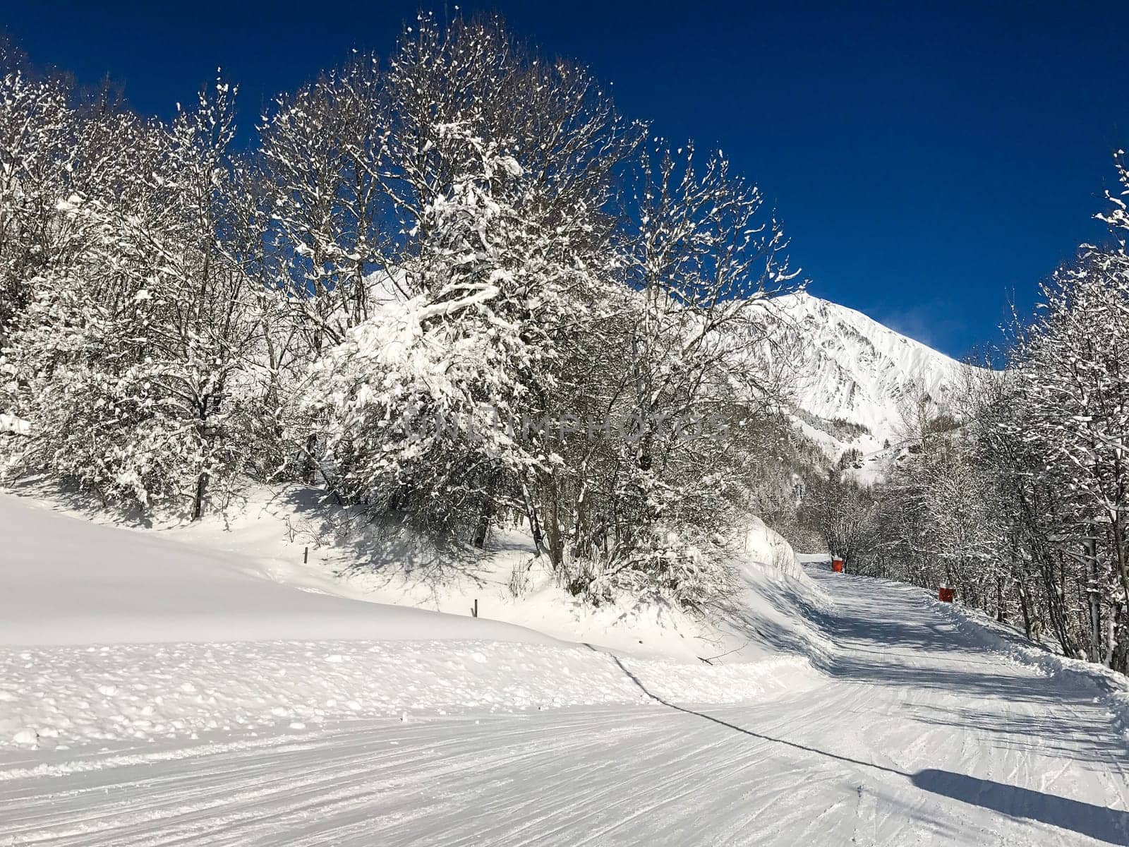 The Alpe d Huez ski domain in the French Alps