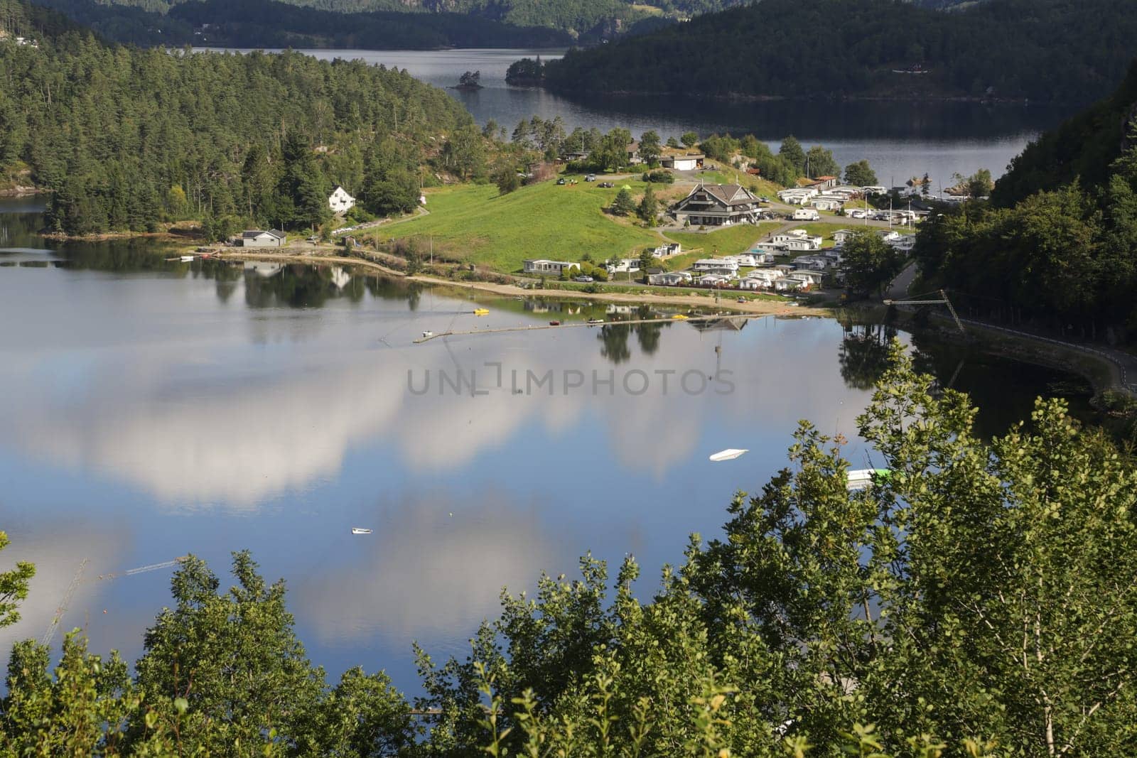 The beautiful norwegian coastline around Kristiansand in Scandinavia-