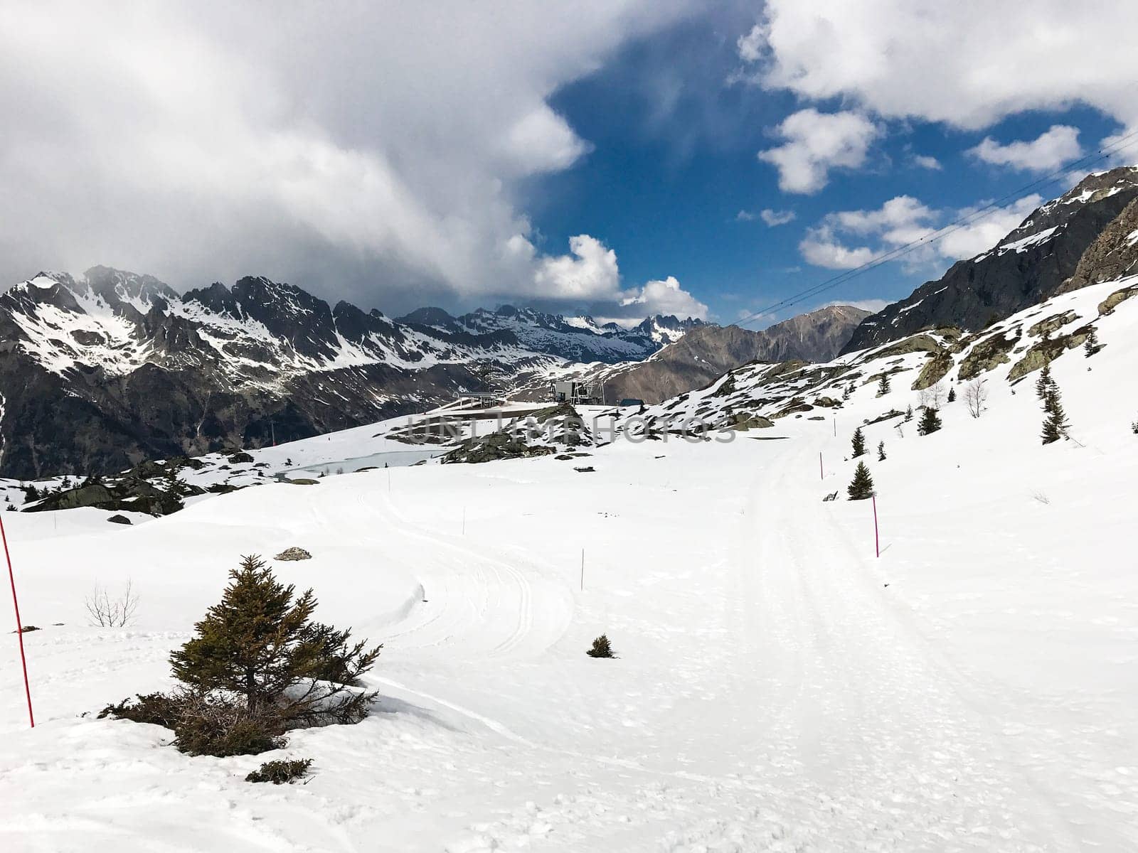 The Alpe d Huez ski domain in the French Alps