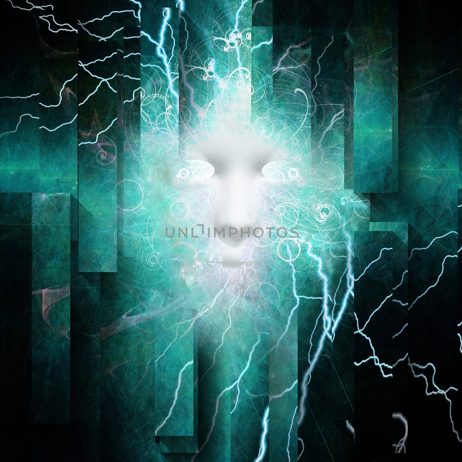 Abstract composition. Face and energy