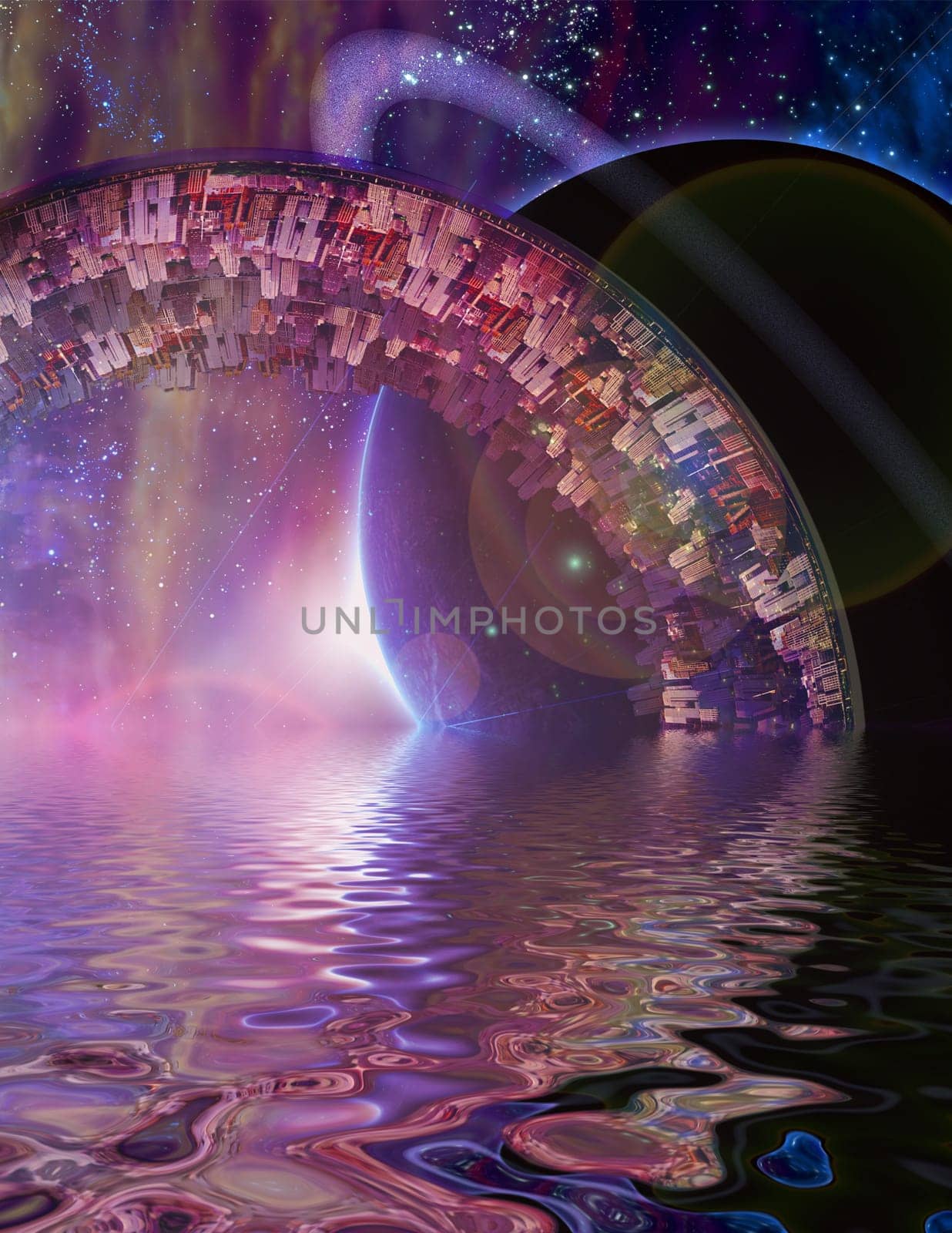 Huge City Multi-Generational City Ship Encounters New Planet
