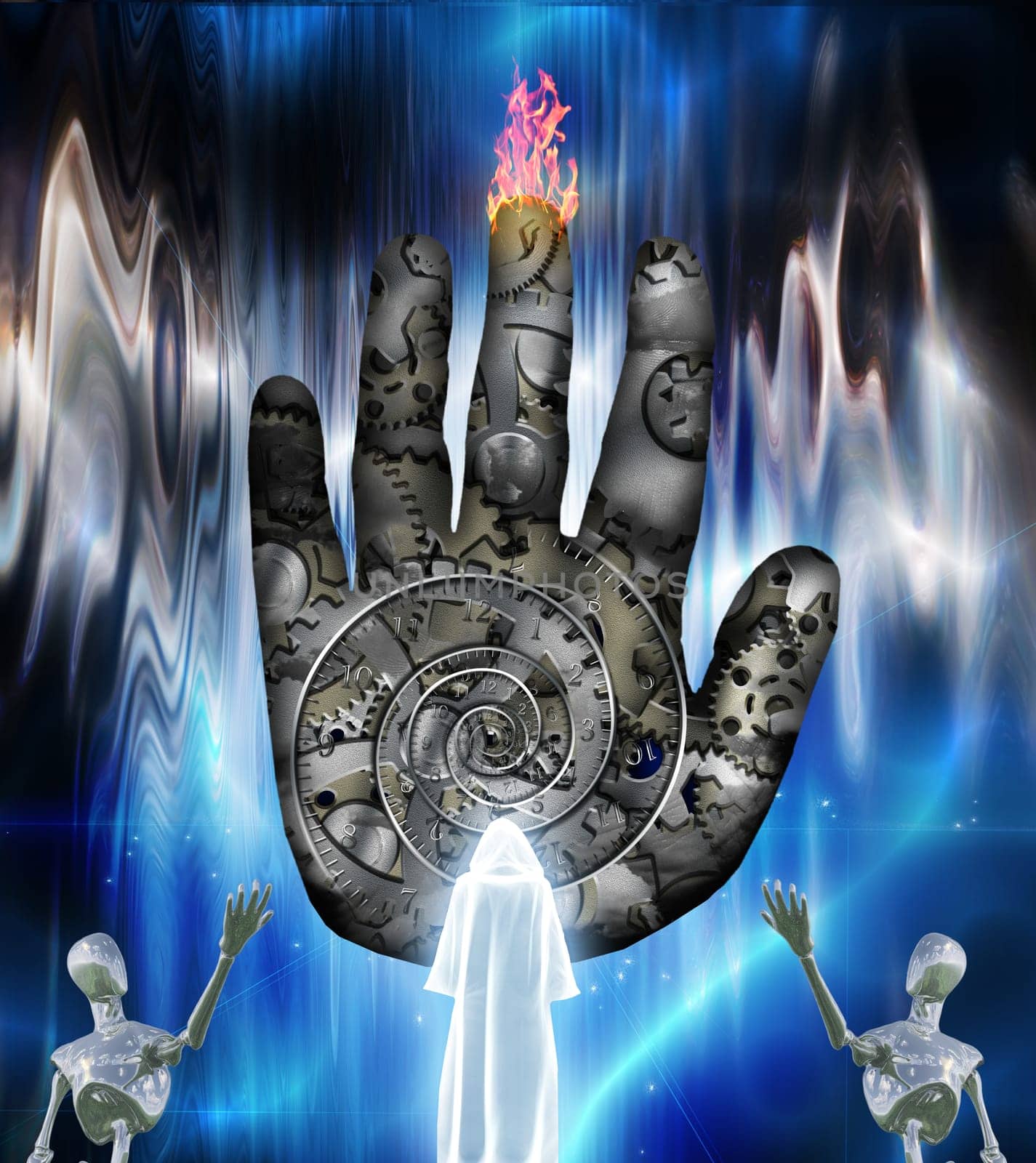 Human hand machine and robots