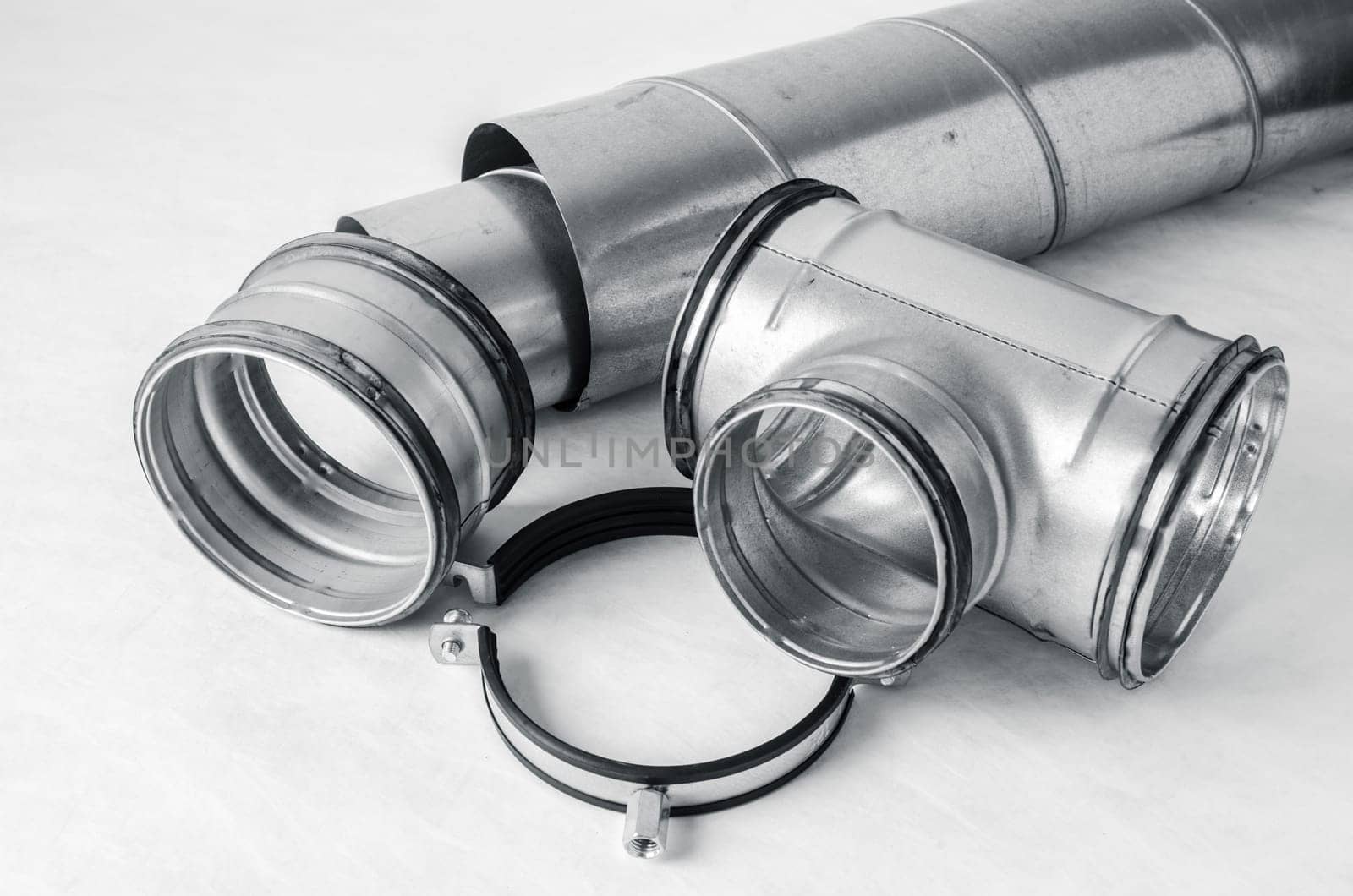 Details of installation Ventilation system, close up a white background
